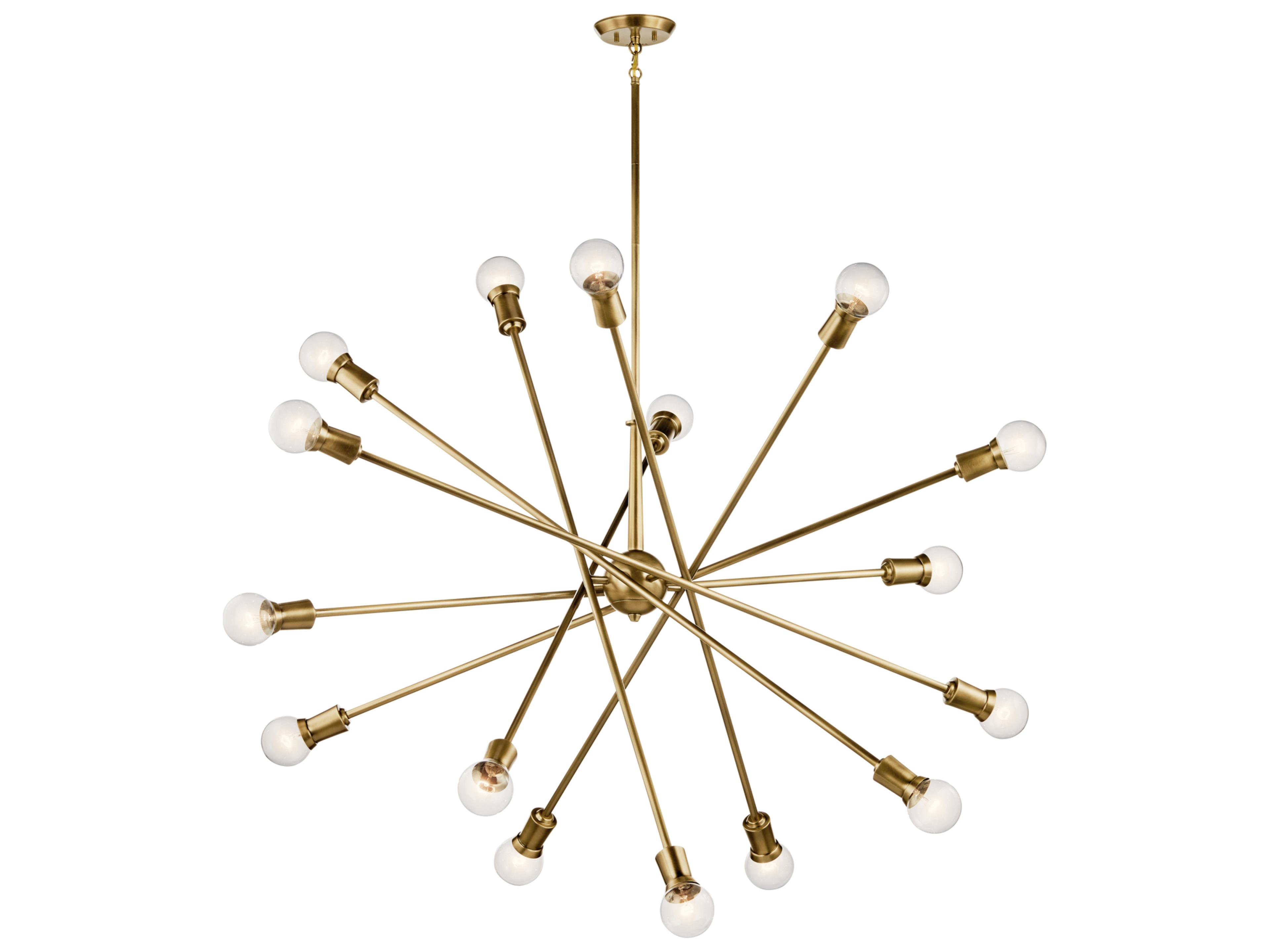 Kichler Armstrong 16-Light Natural Brass Linear Sputnik Pendant