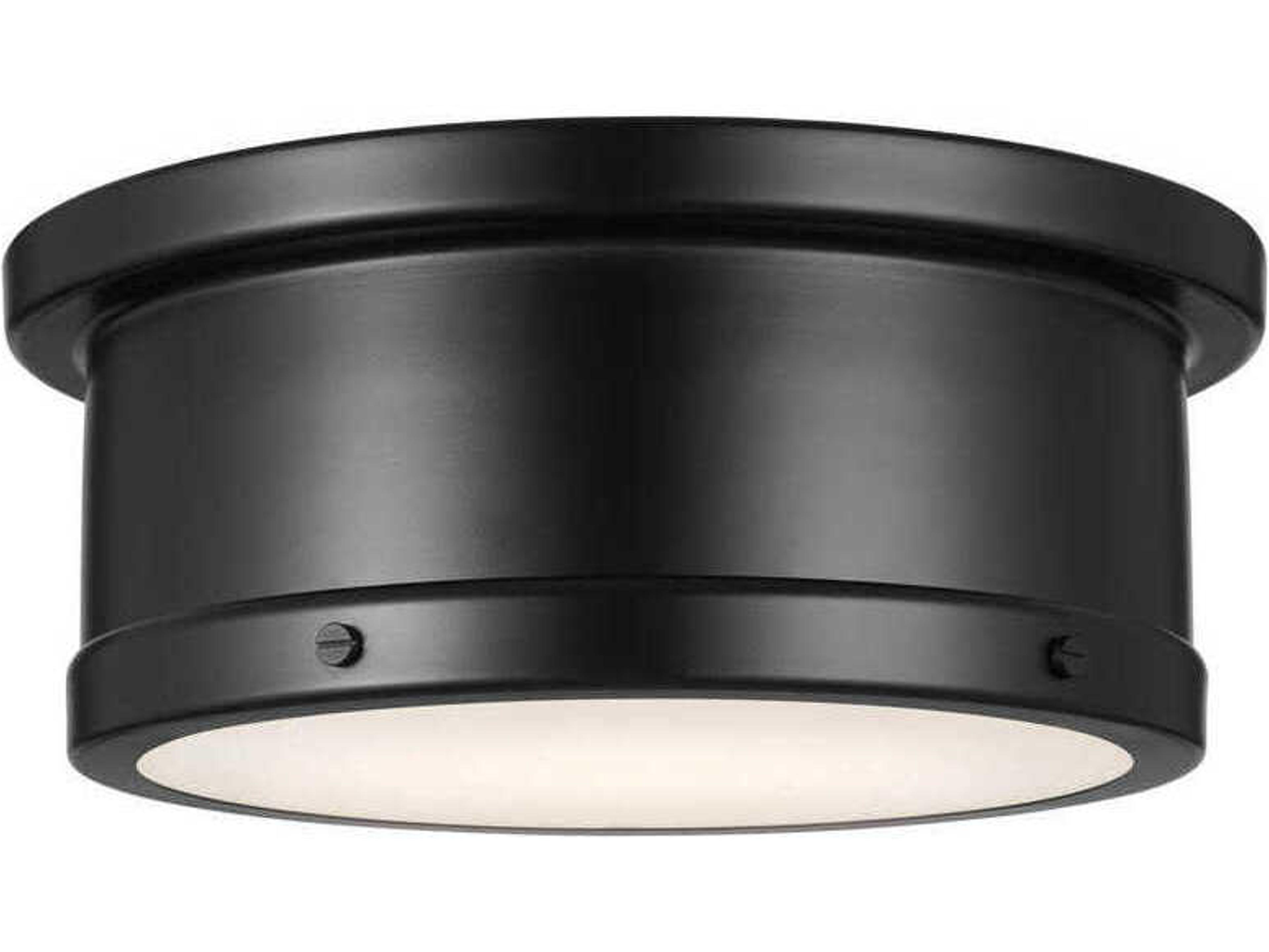 Serca 2-Light Black Glass Drum Flush Mount
