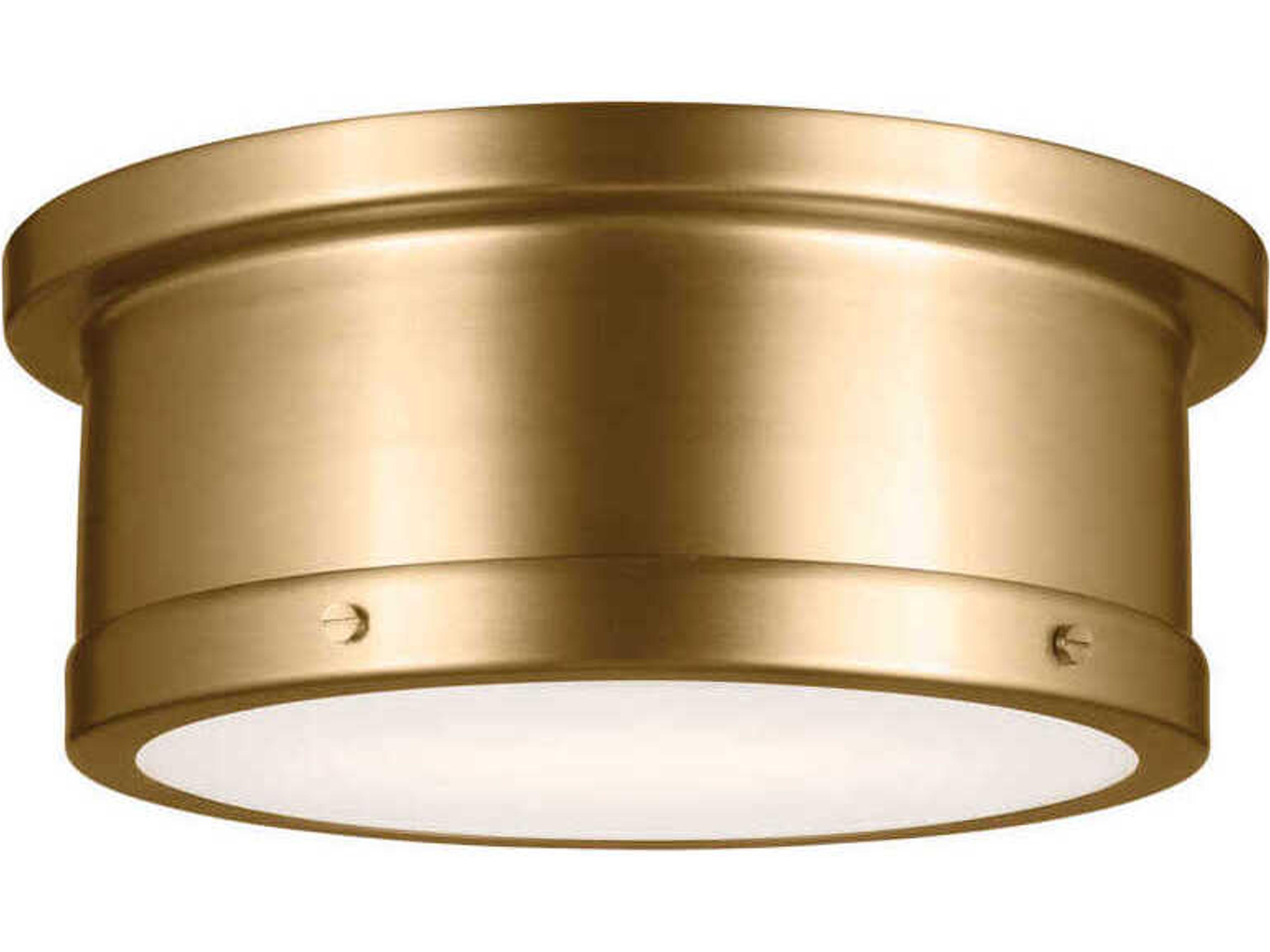 Serca 2-Light Brushed Natural Brass Drum Flush Mount