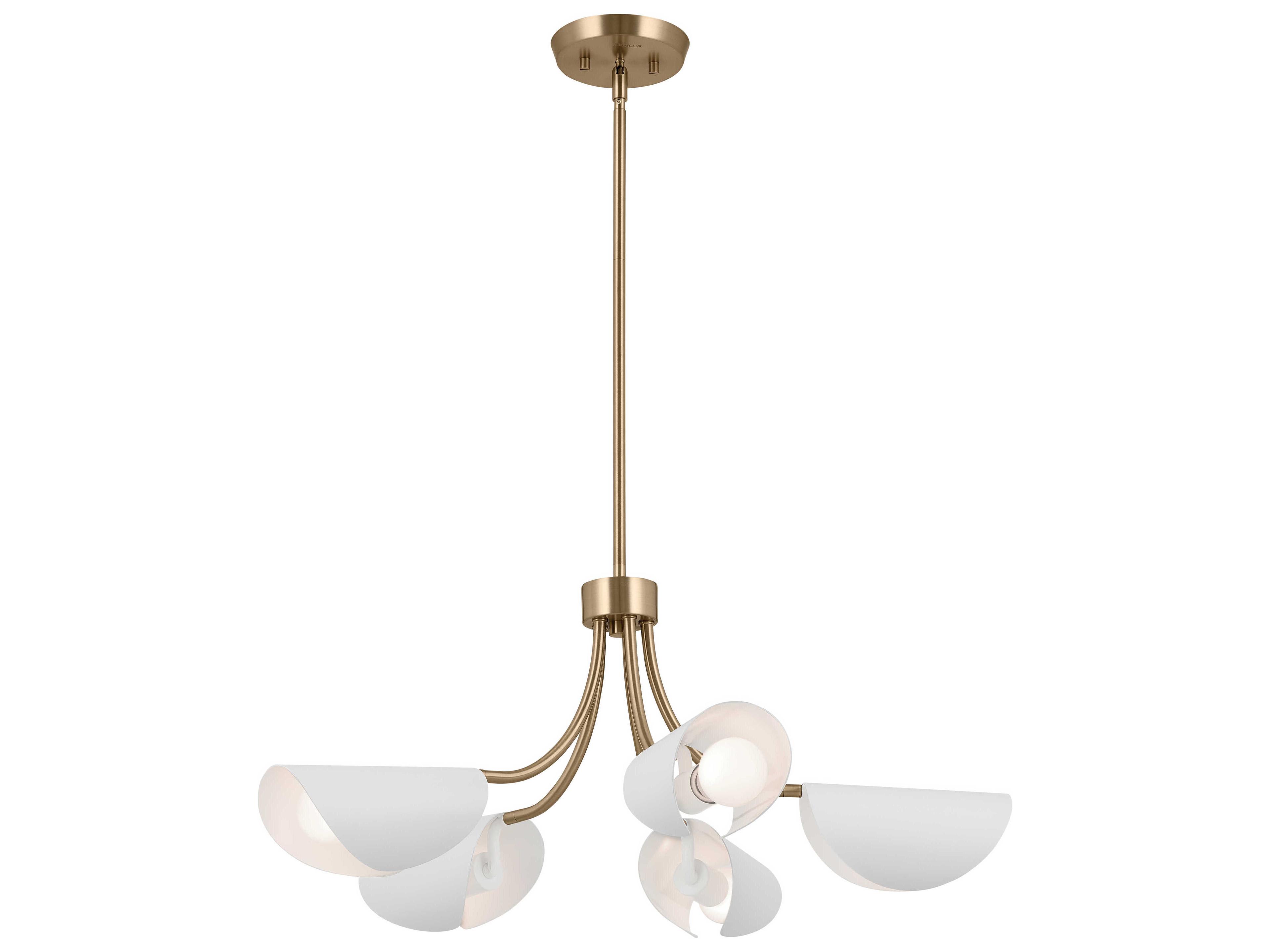 Arcus 5-Light Champagne Bronze White Geometric Chandelier