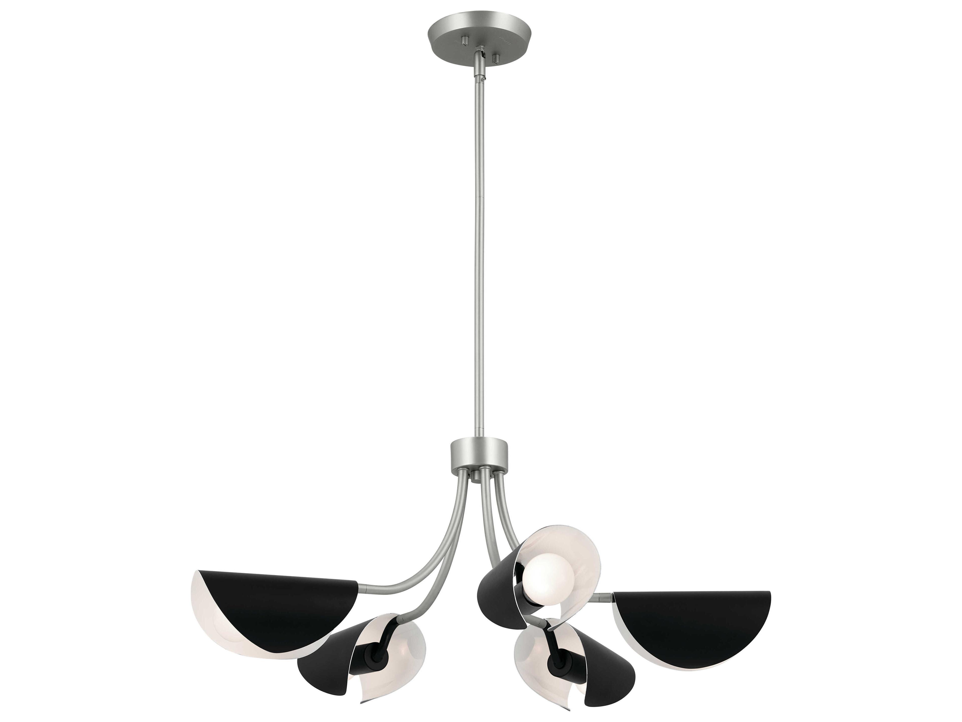 Arcus 5-Light Satin Nickel Black Geometric Chandelier