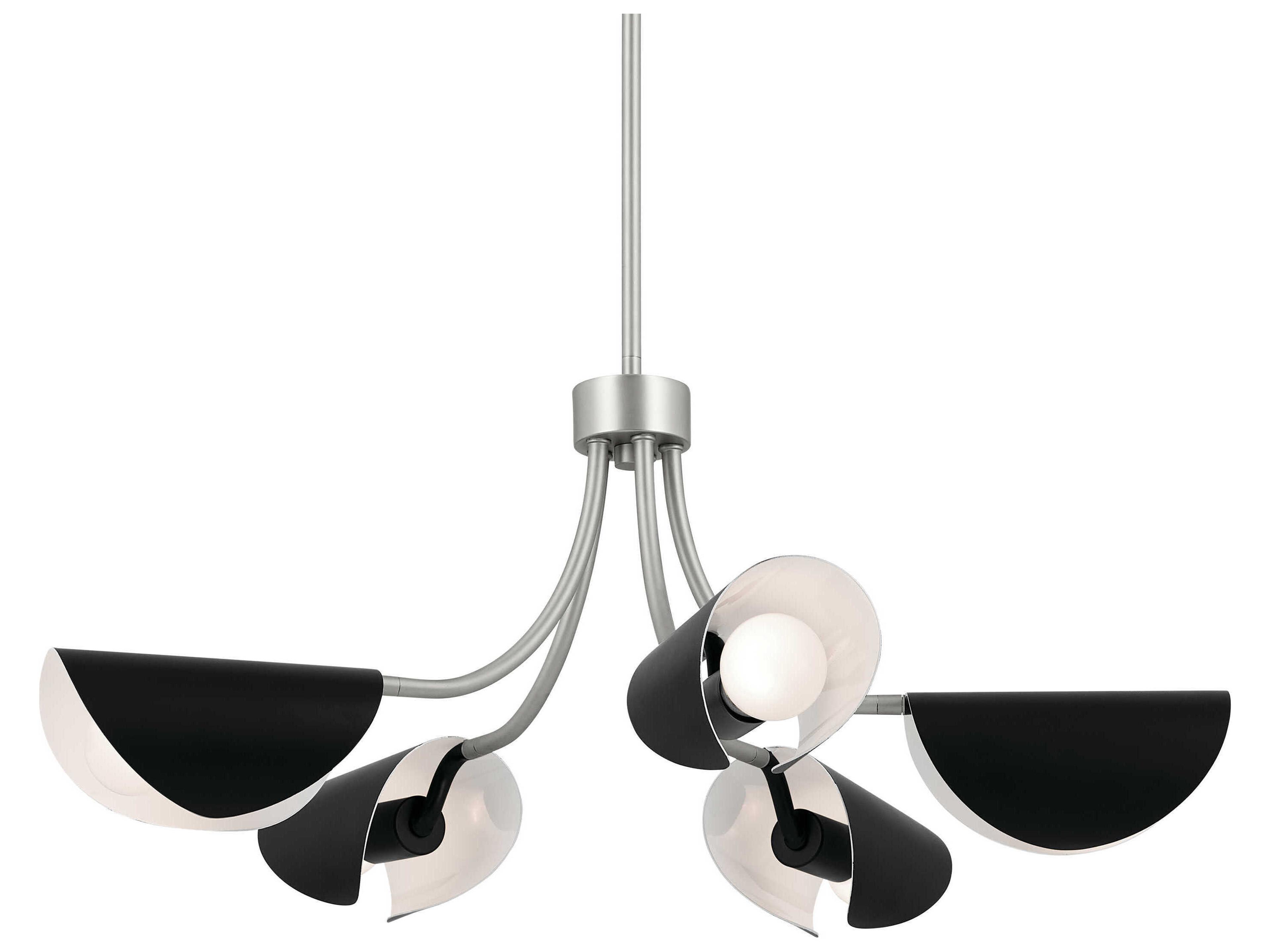 Kichler Arcus 5-Light Satin Nickel Black Geometric Chandelier