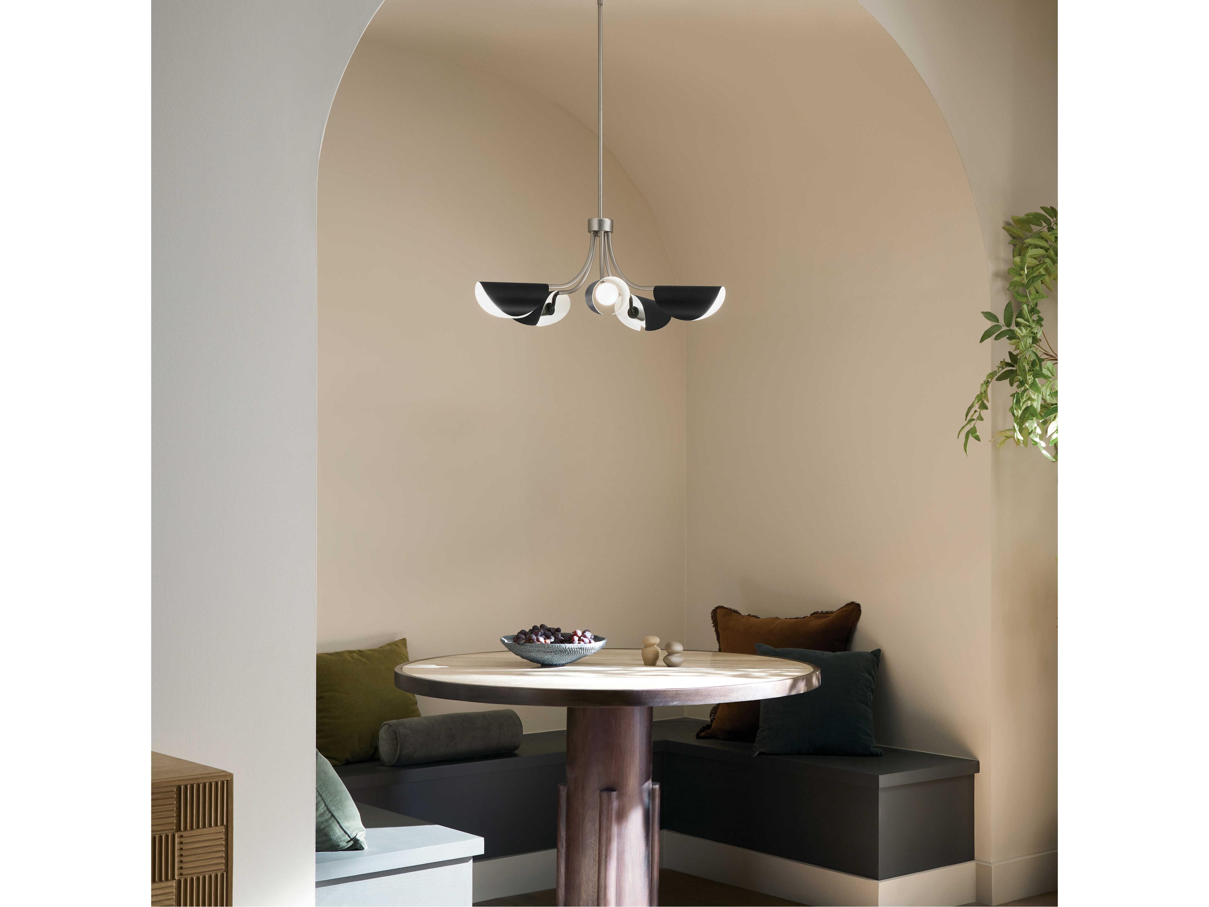 Kichler Arcus 5-Light Satin Nickel Black Geometric Chandelier