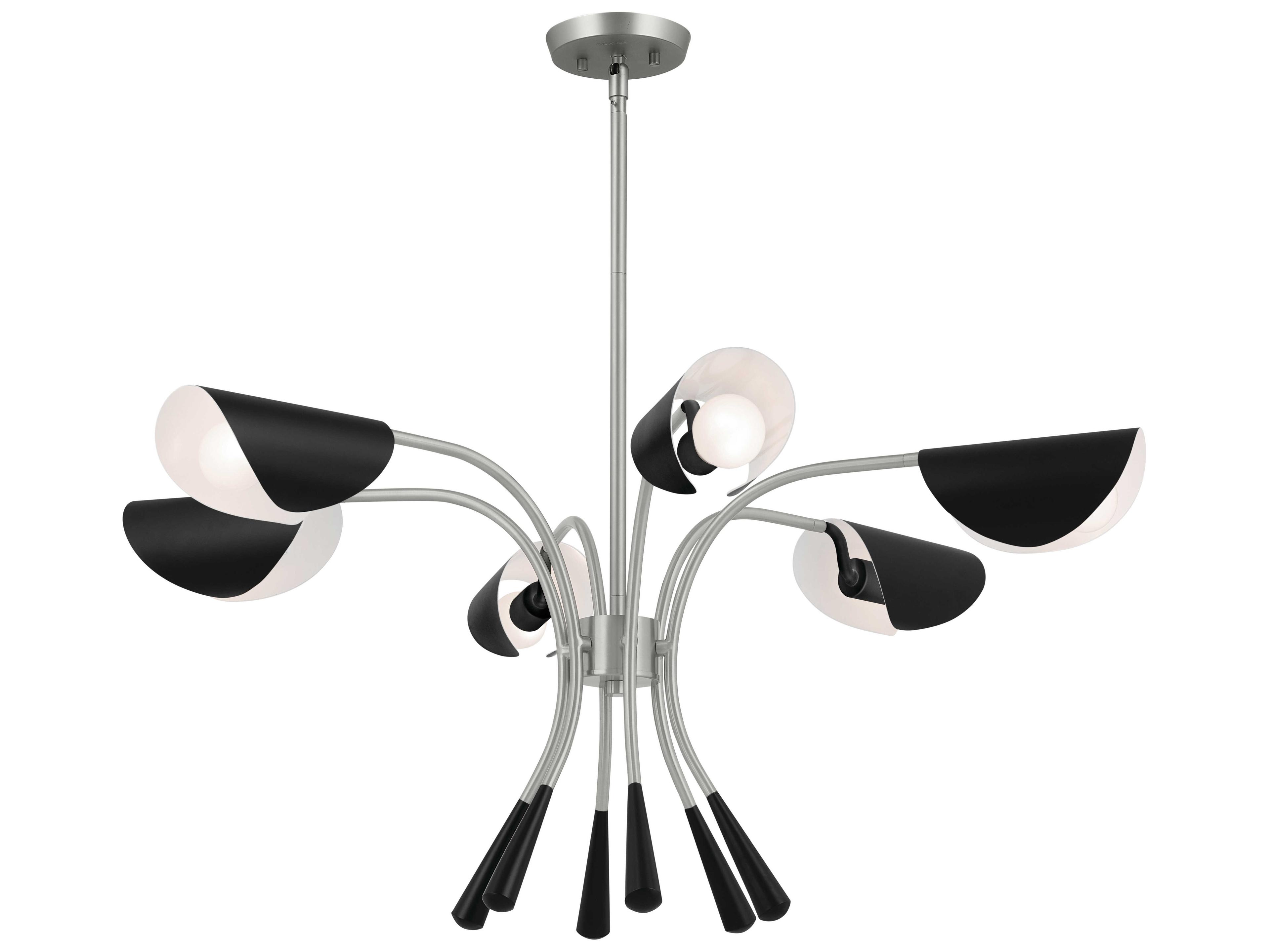 Arcus 6-Light Satin Nickel Black Geometric Chandelier