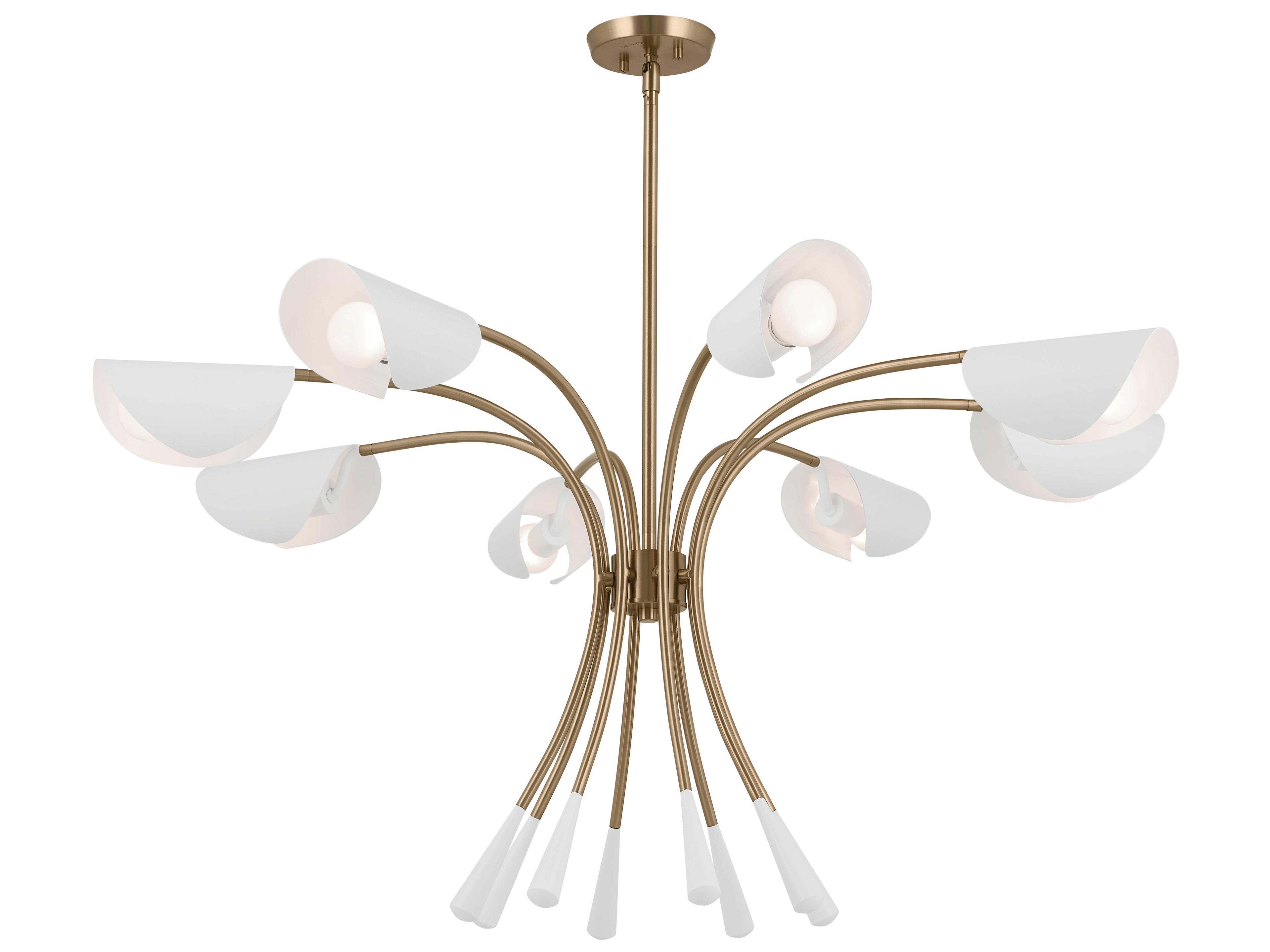 Arcus 8-Light Champagne Bronze White Geometric Chandelier