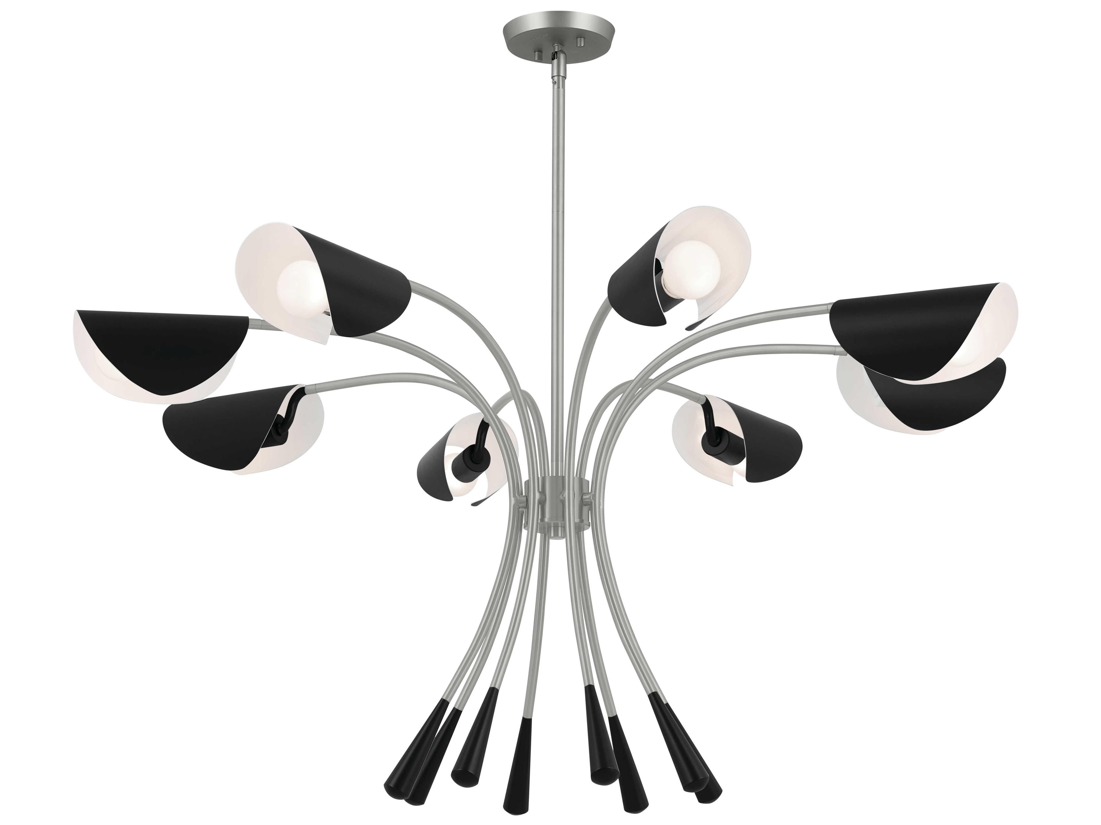 Arcus 8-Light Satin Nickel Black Geometric Chandelier