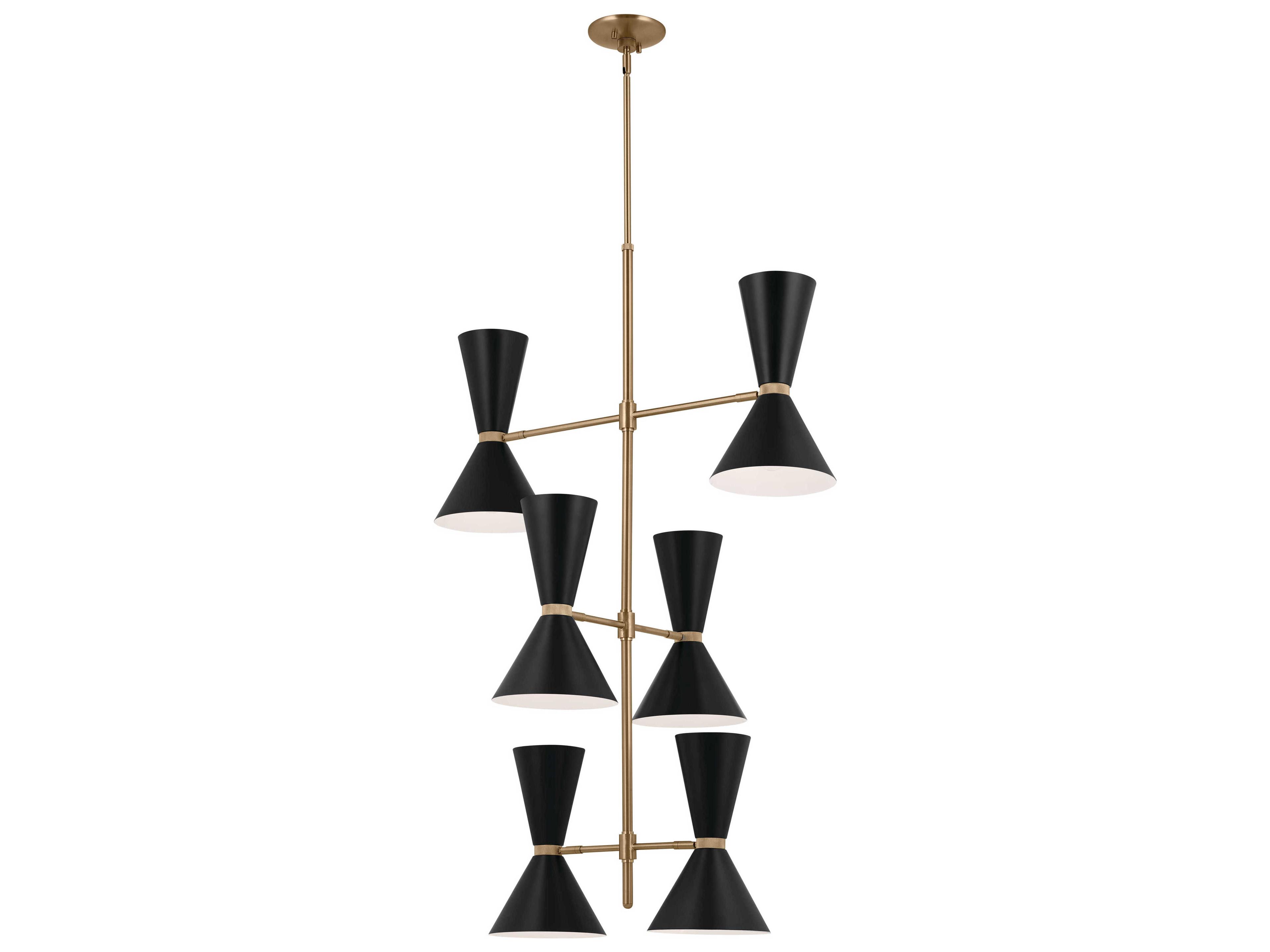 Phix 12-Light Champagne Bronze Black Geometric Tiered Chandelier