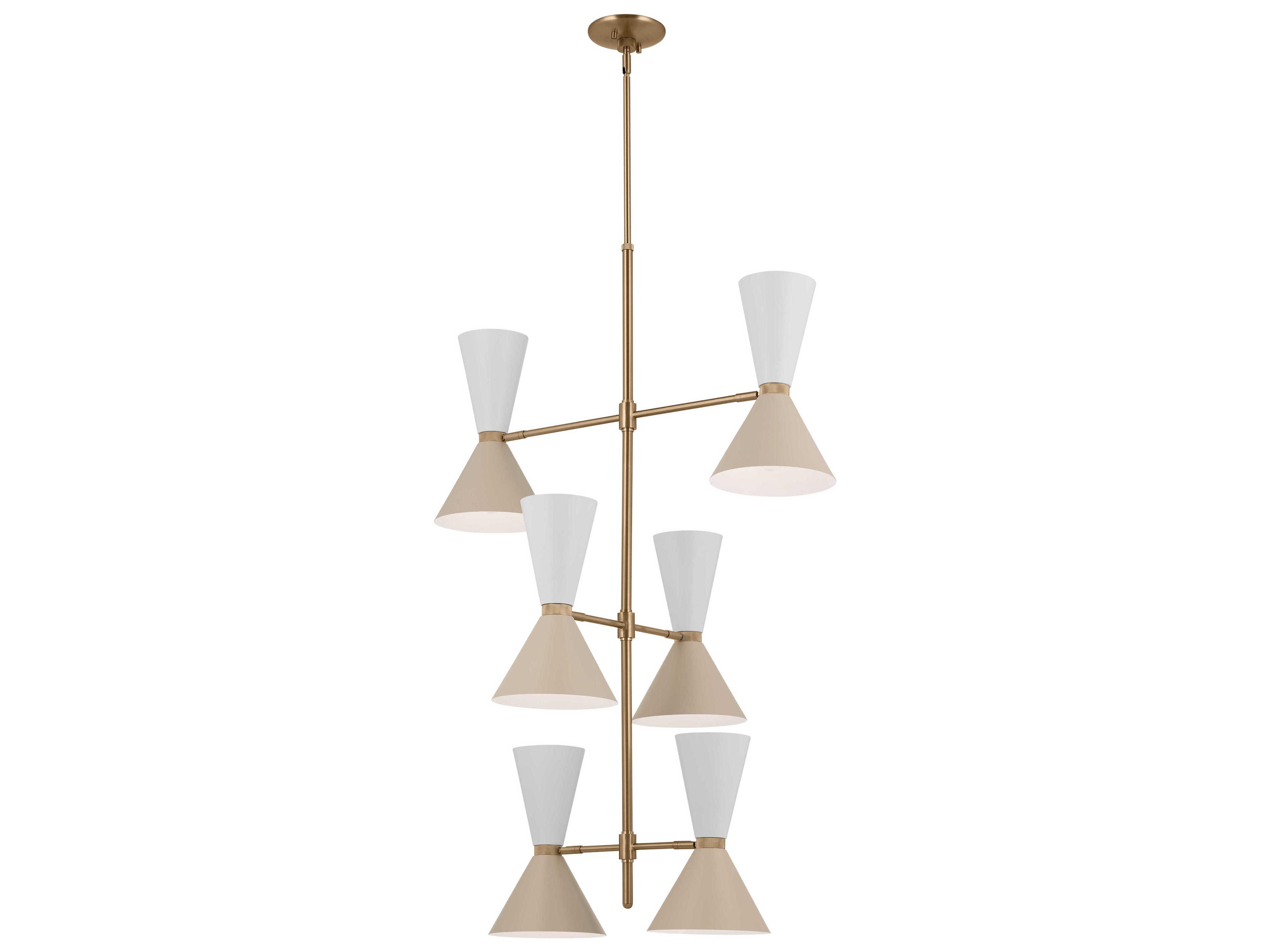 Phix 12-Light Champagne Bronze White And Greige Geometric Chandelier