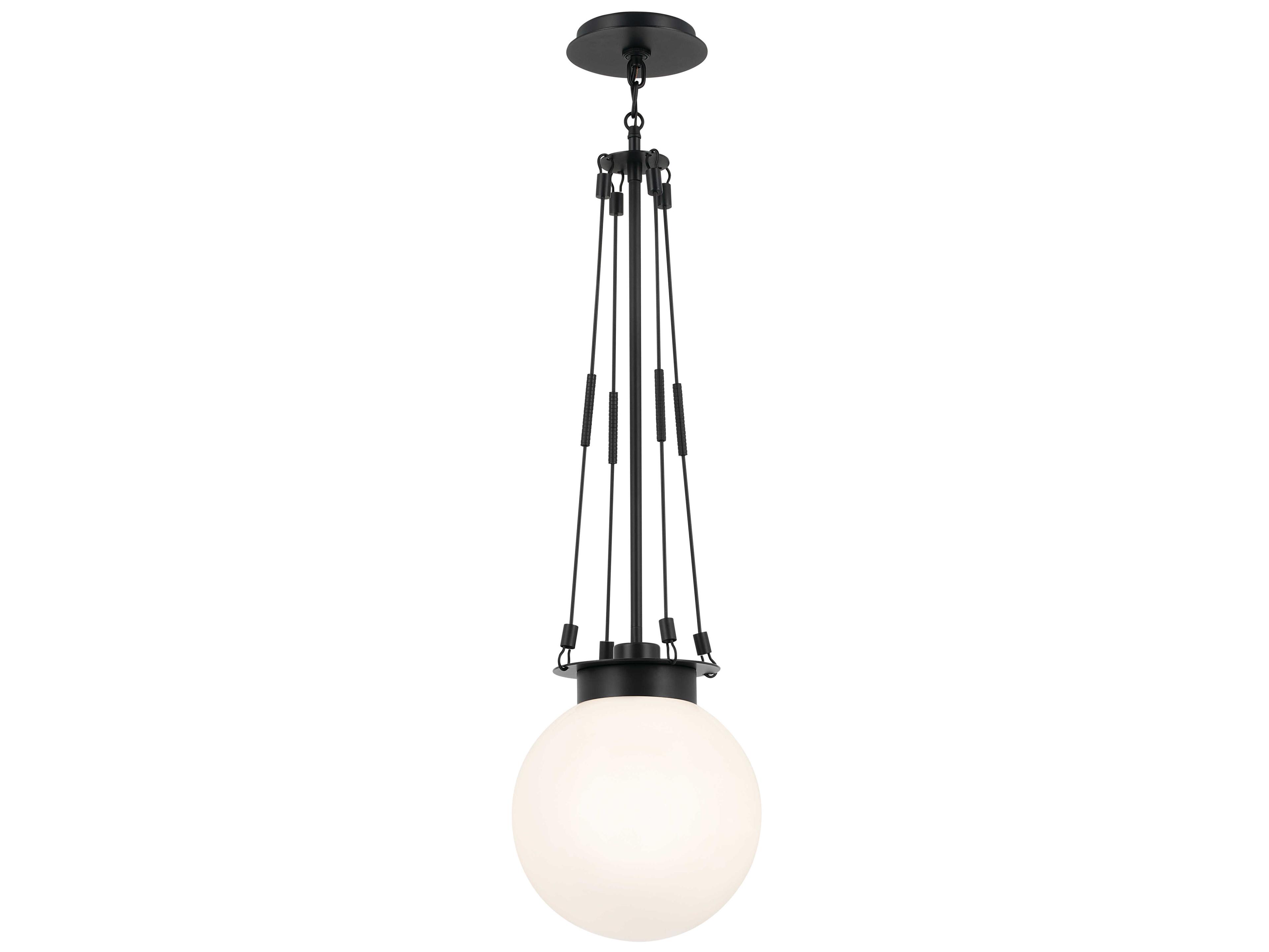 Kichler Albers 1-Light Black Glass Globe Mini Pendant
