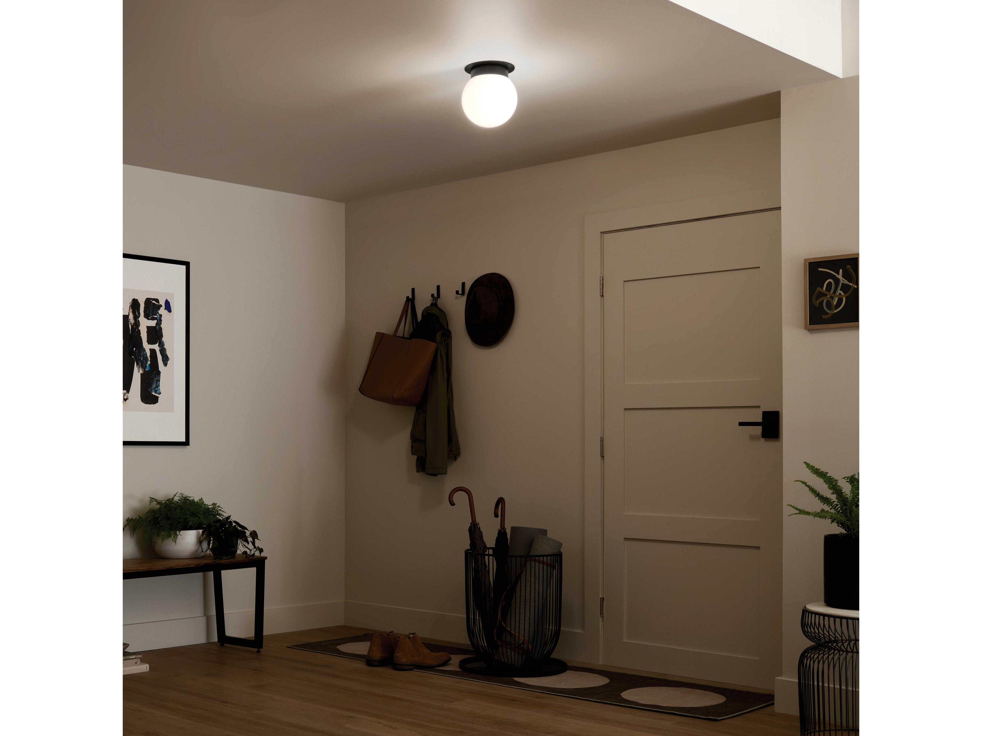 Kichler Albers 1-Light Black Glass Globe Flush Mount