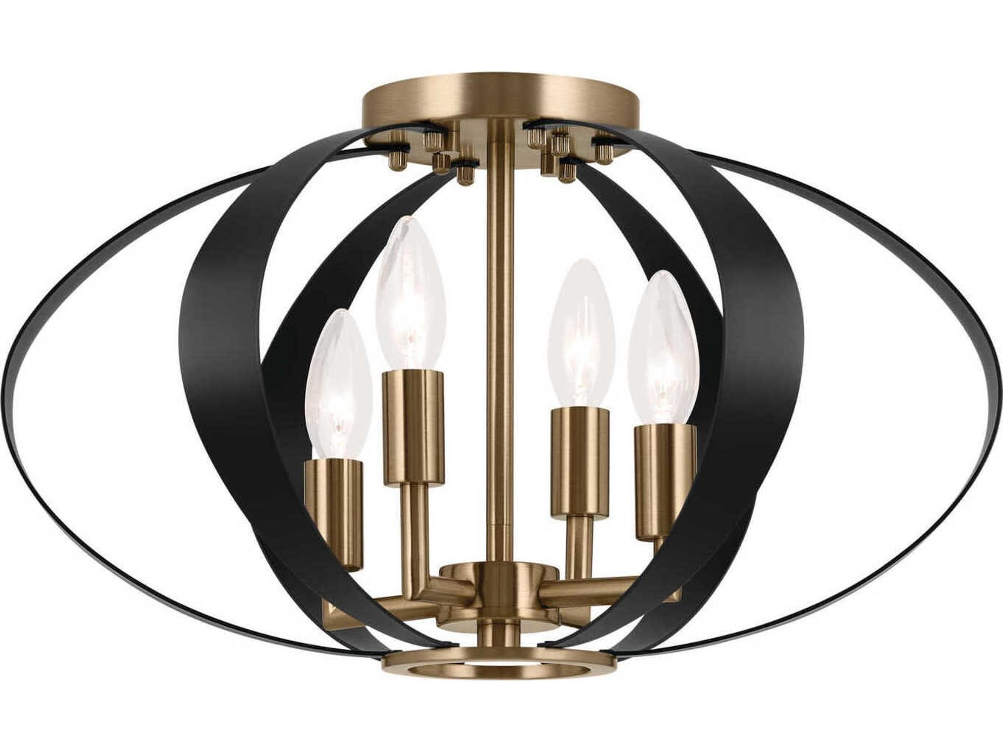 Cecil 4-Light Champagne Bronze Brass Geometric Flush Mount