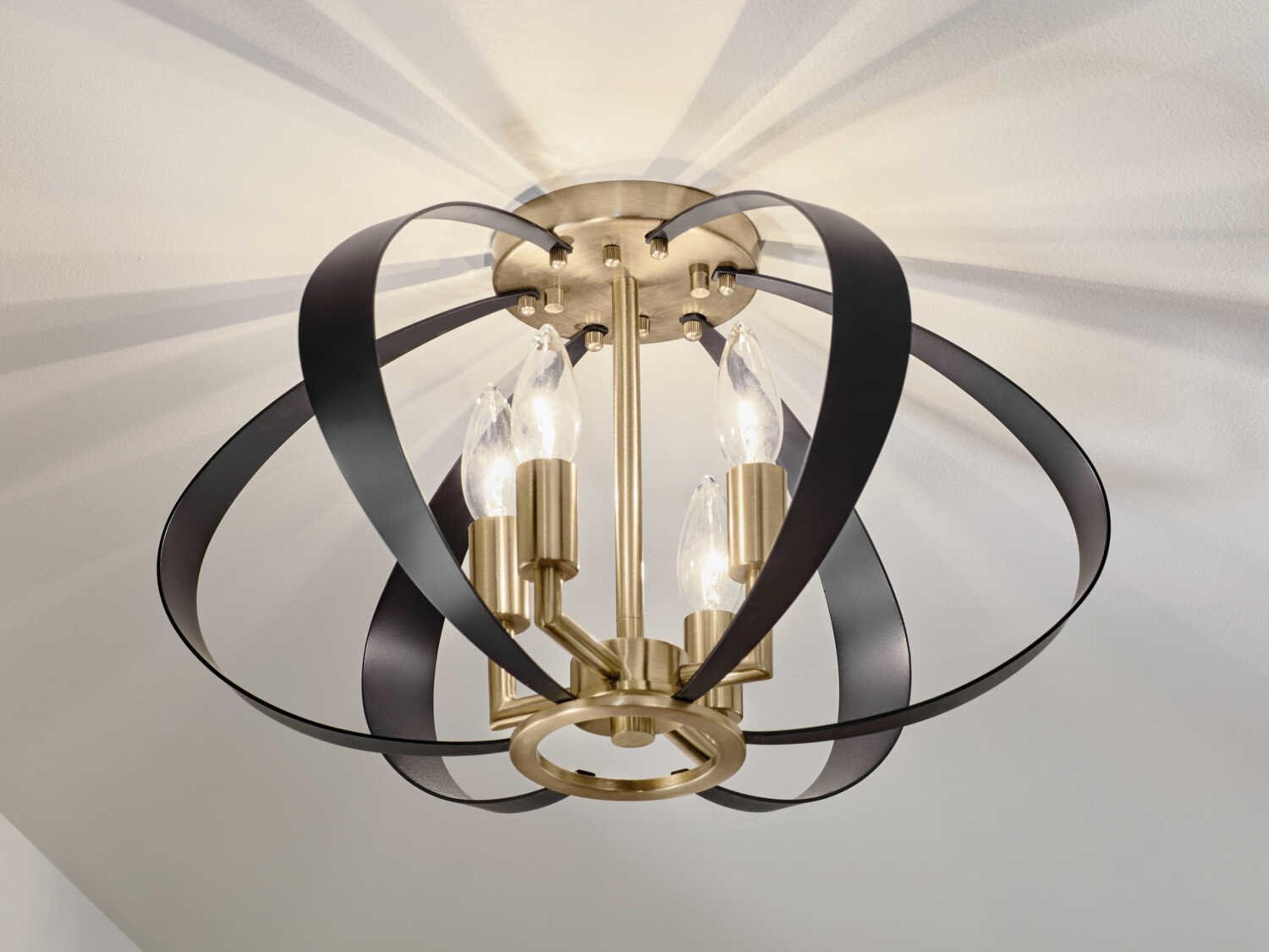 Kichler Cecil 4-Light Champagne Bronze Brass Geometric Flush Mount
