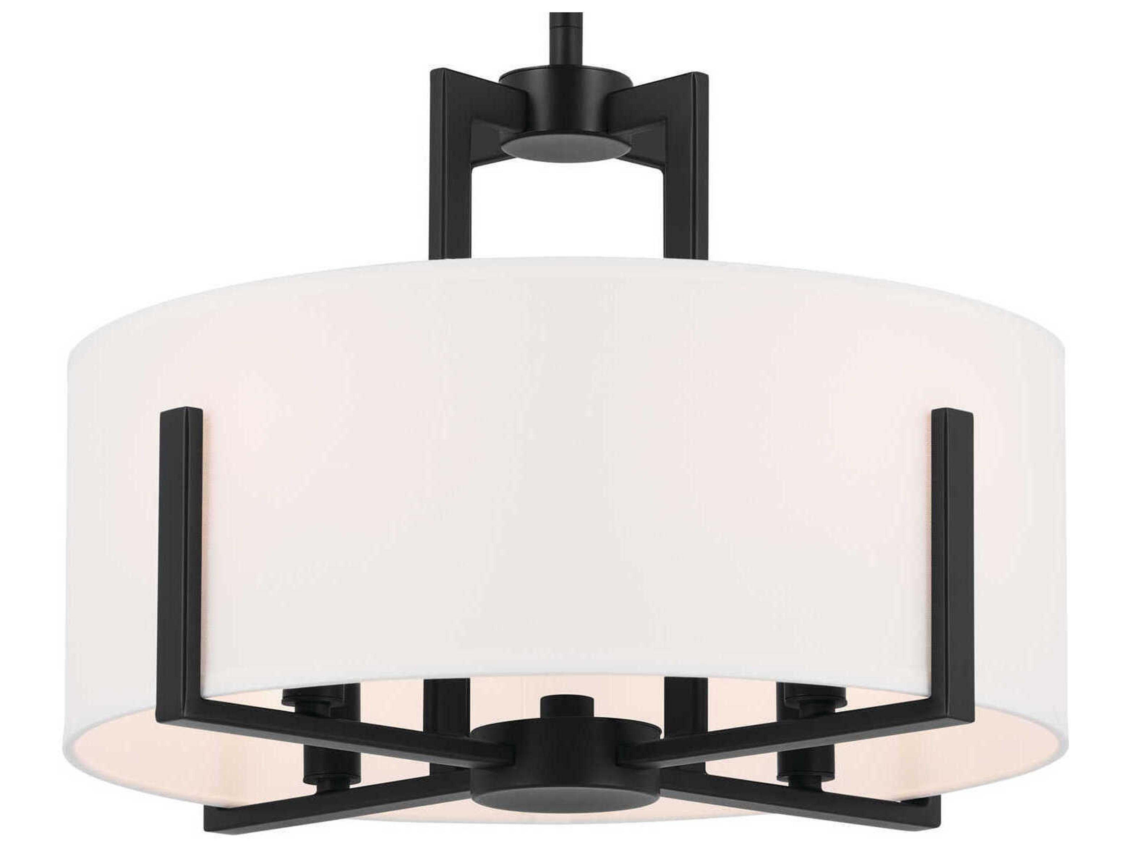 Kichler Malen 4-Light Black Drum Semi Flush Mount