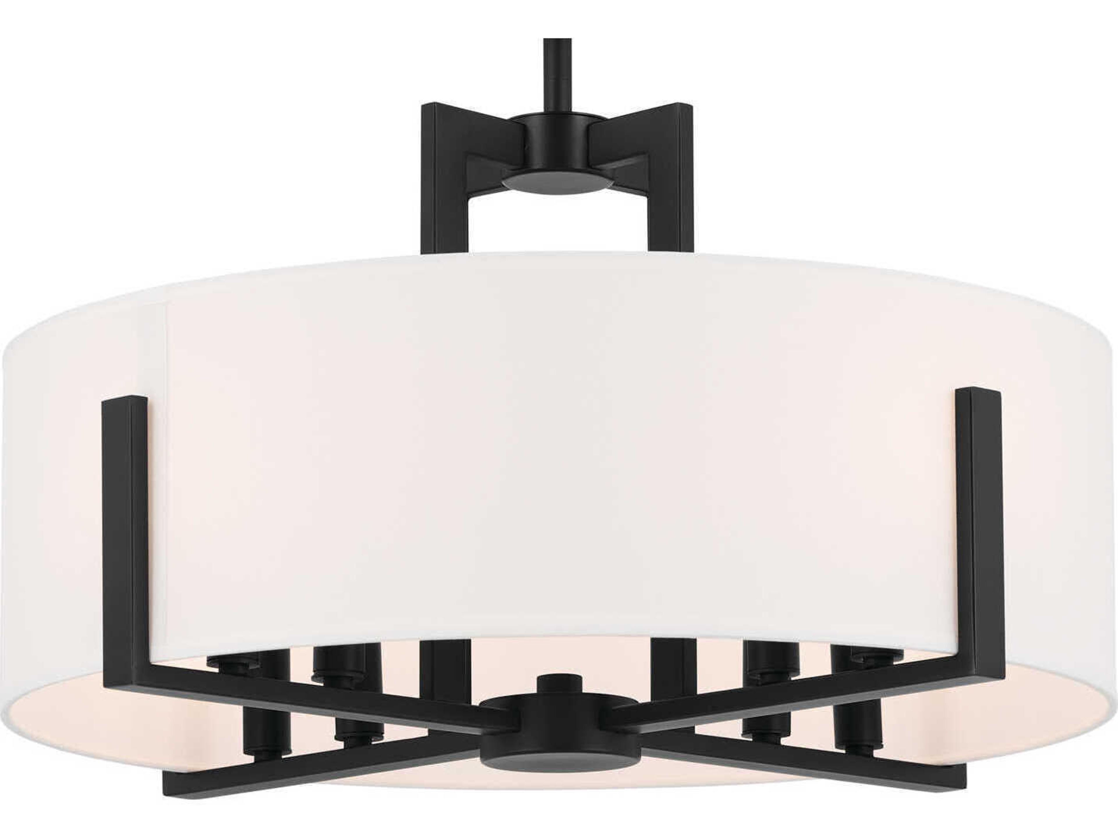 Kichler Malen 8-Light Black Drum Semi Flush Mount