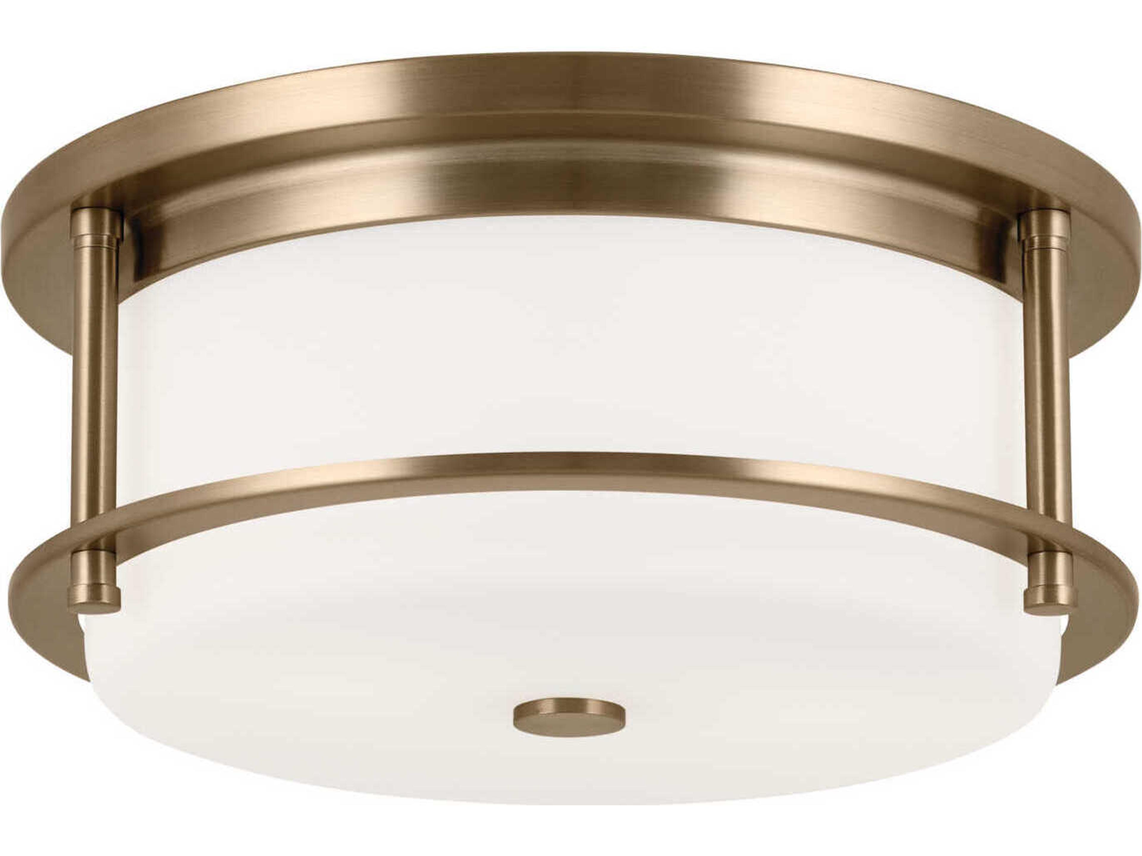 Brit 2-Light Champagne Bronze Glass Drum Flush Mount