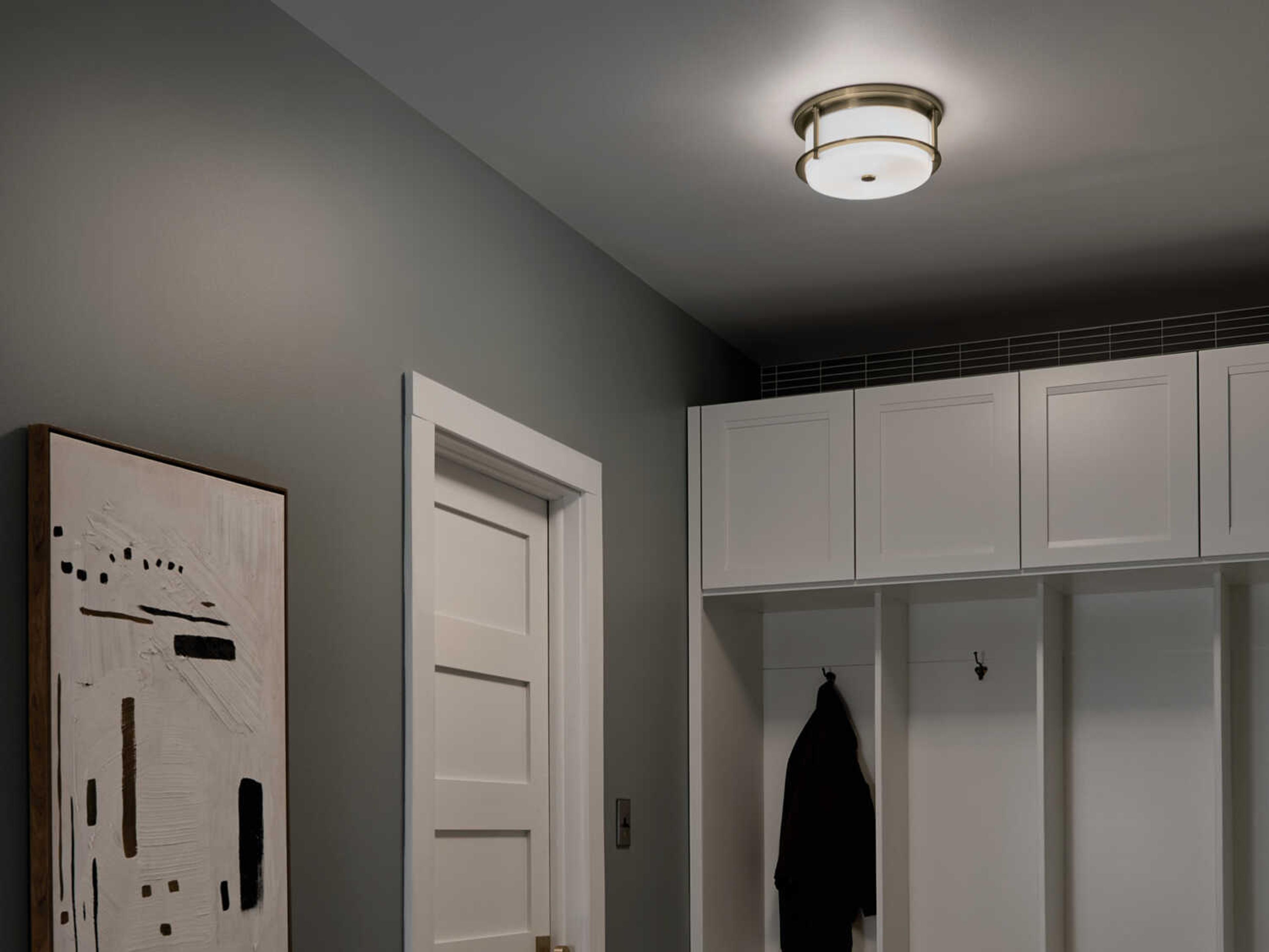 Kichler Brit 2-Light Champagne Bronze Glass Drum Flush Mount