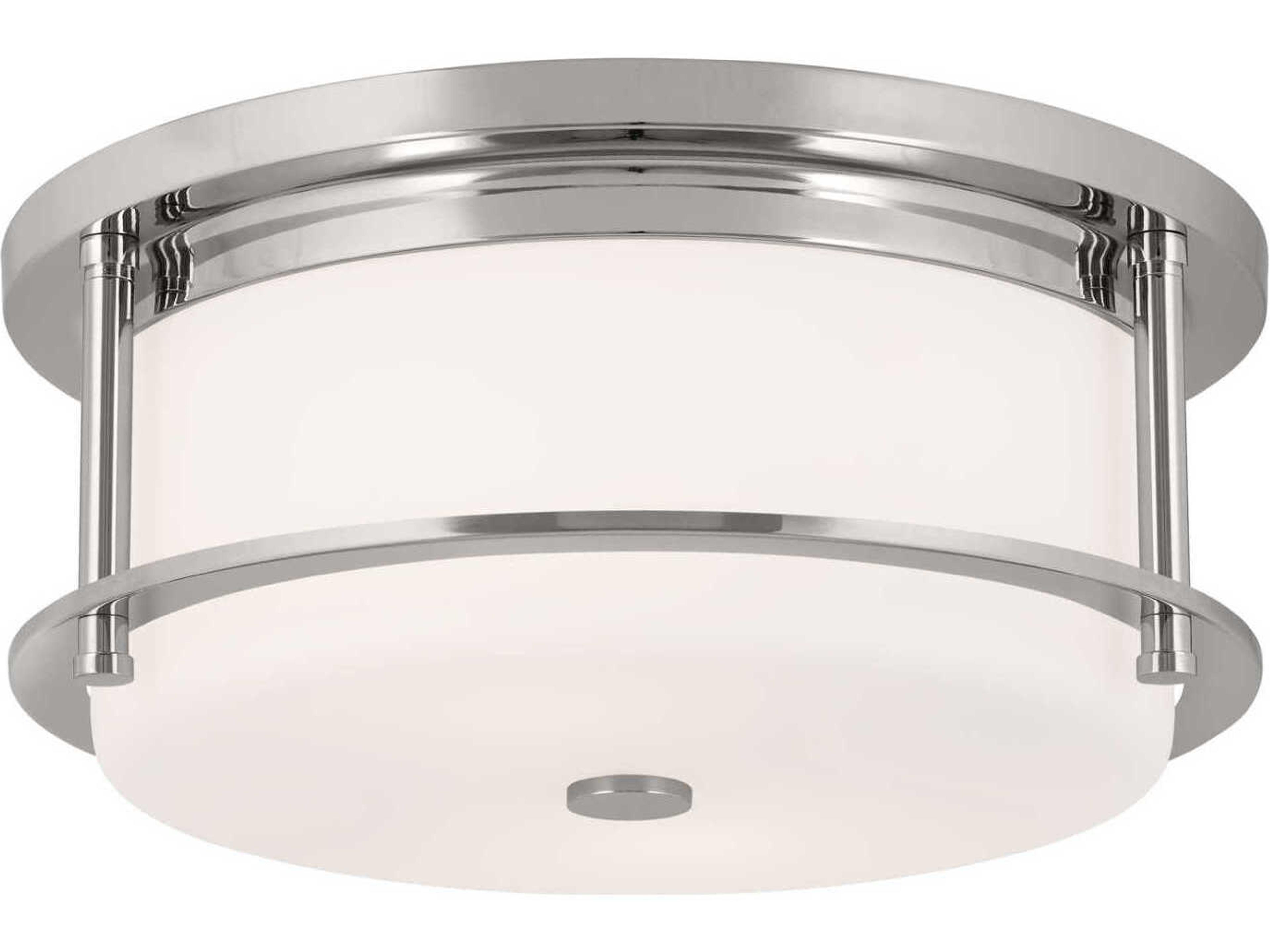 Brit 2-Light Polished Nickel Glass Drum Flush Mount