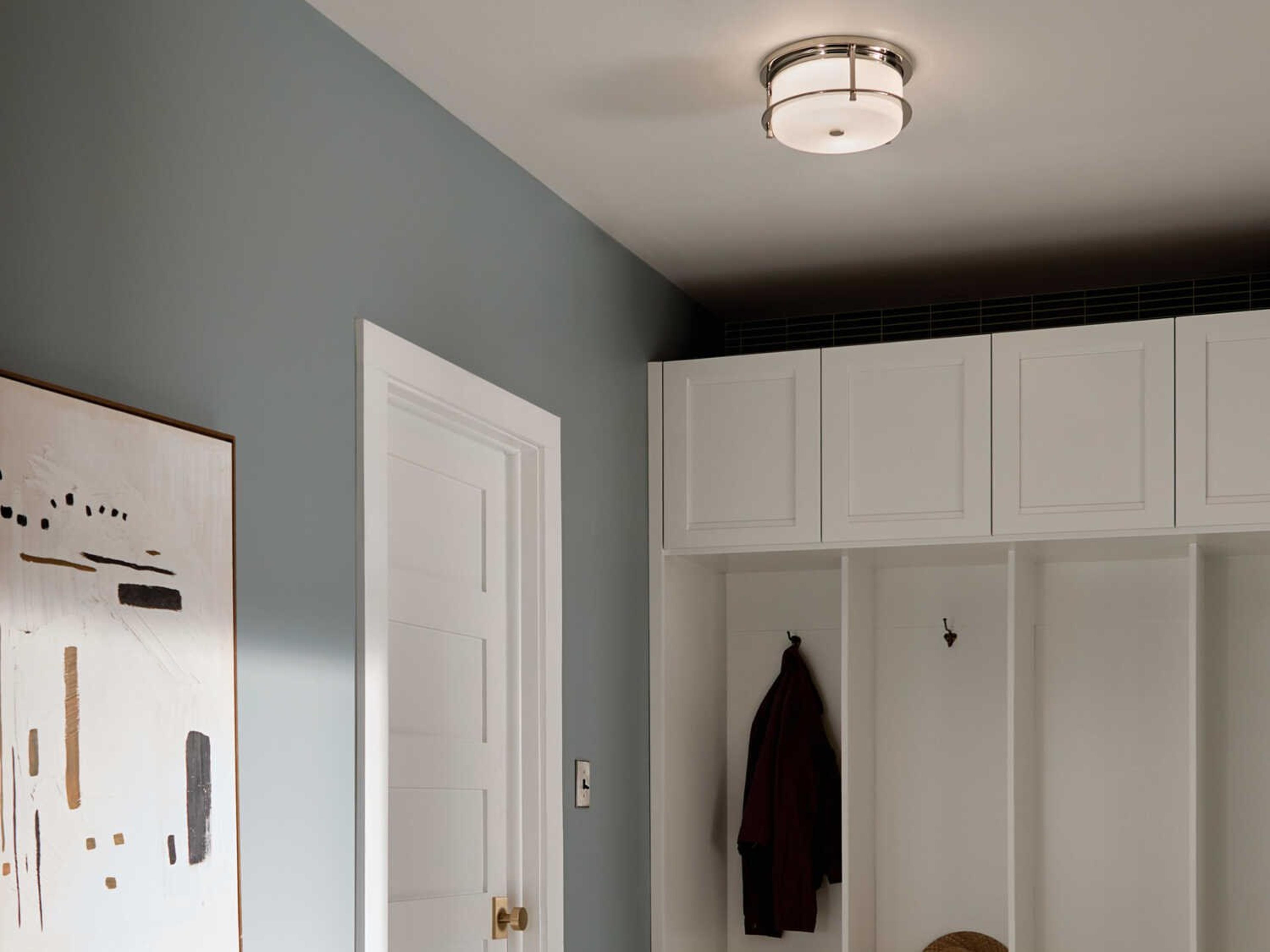 Kichler Brit 2-Light Polished Nickel Glass Drum Flush Mount