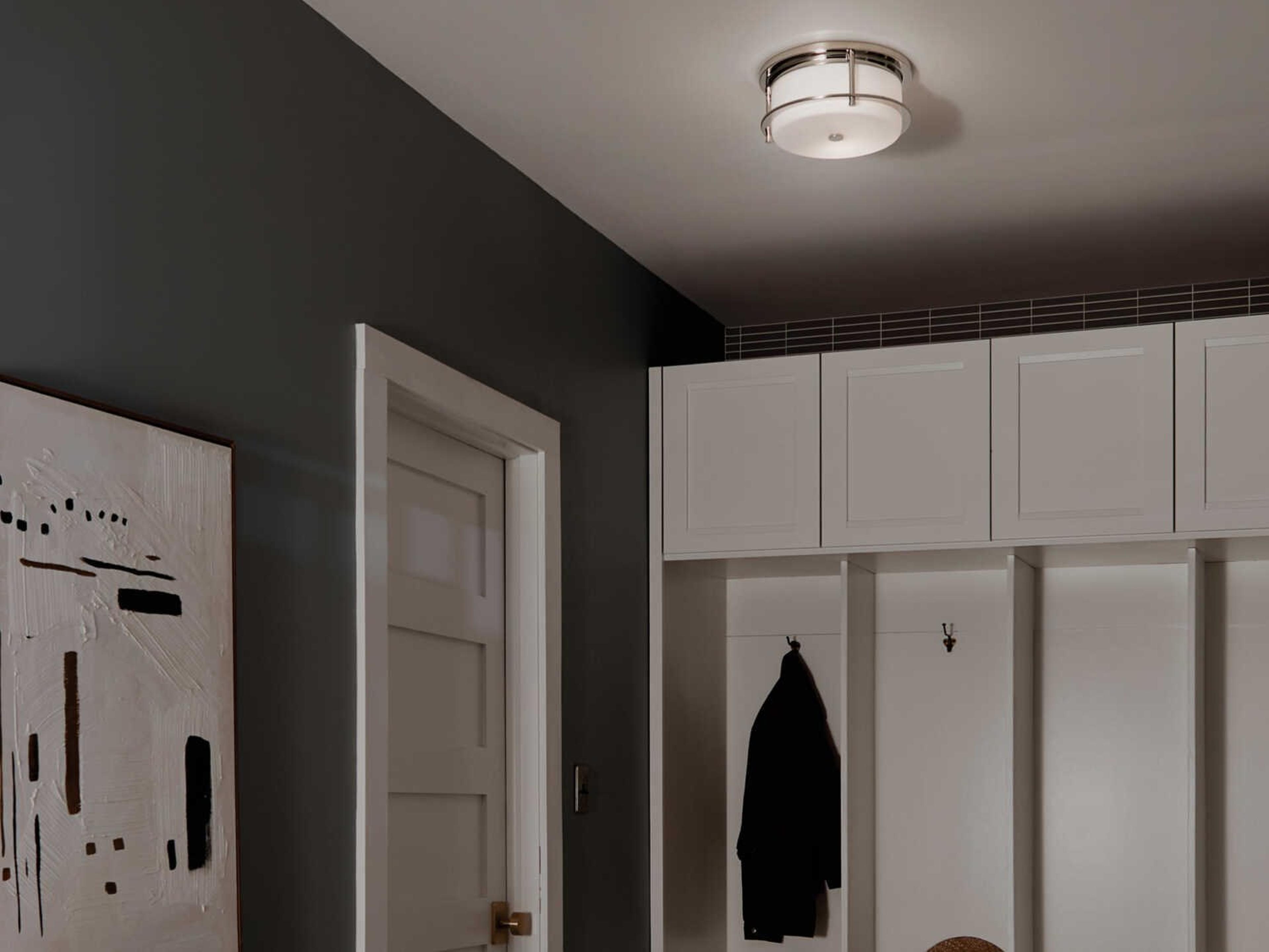 Kichler Brit 2-Light Polished Nickel Glass Drum Flush Mount