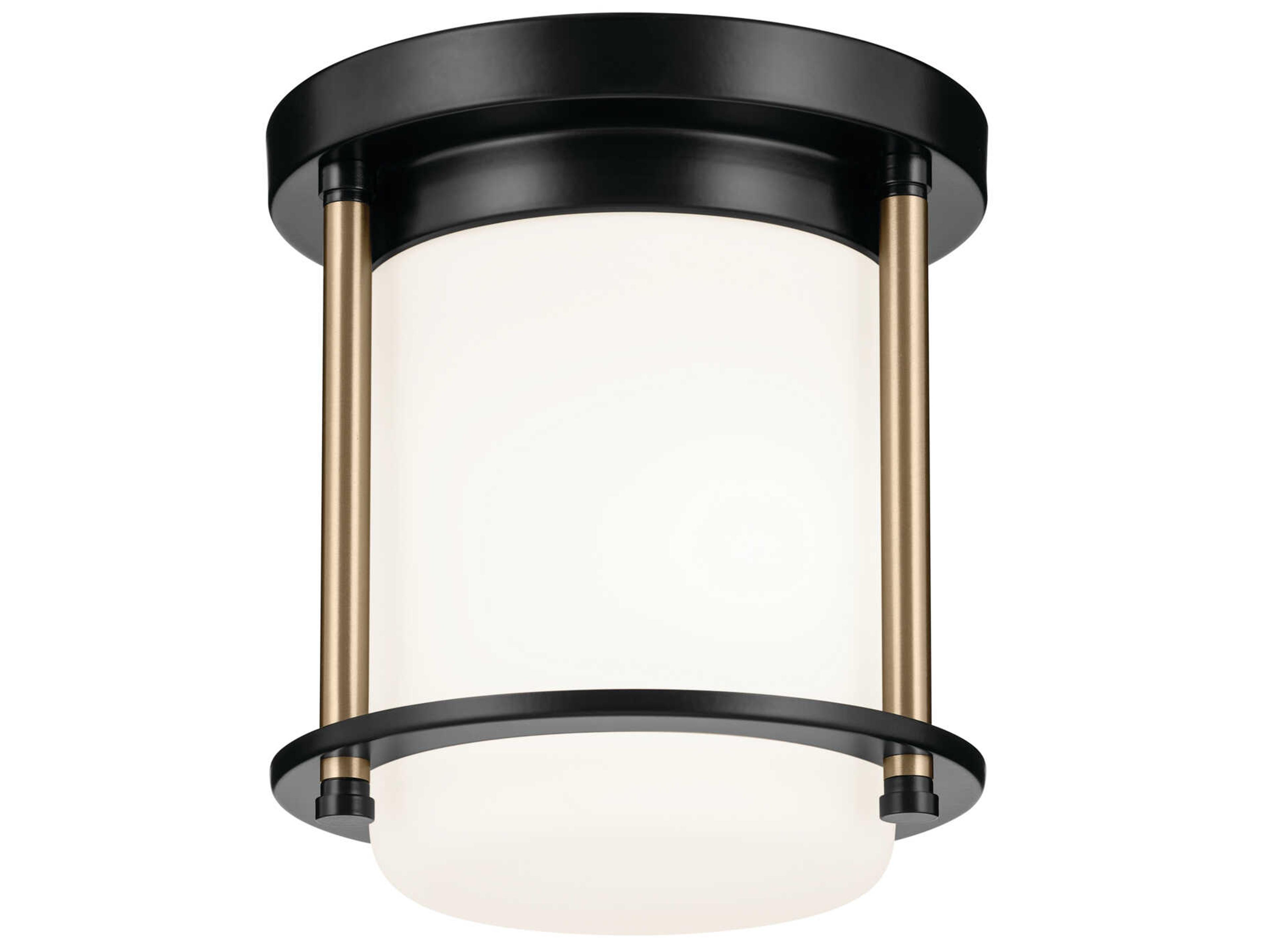 Brit 1-Light Black Glass Cylinder Flush Mount