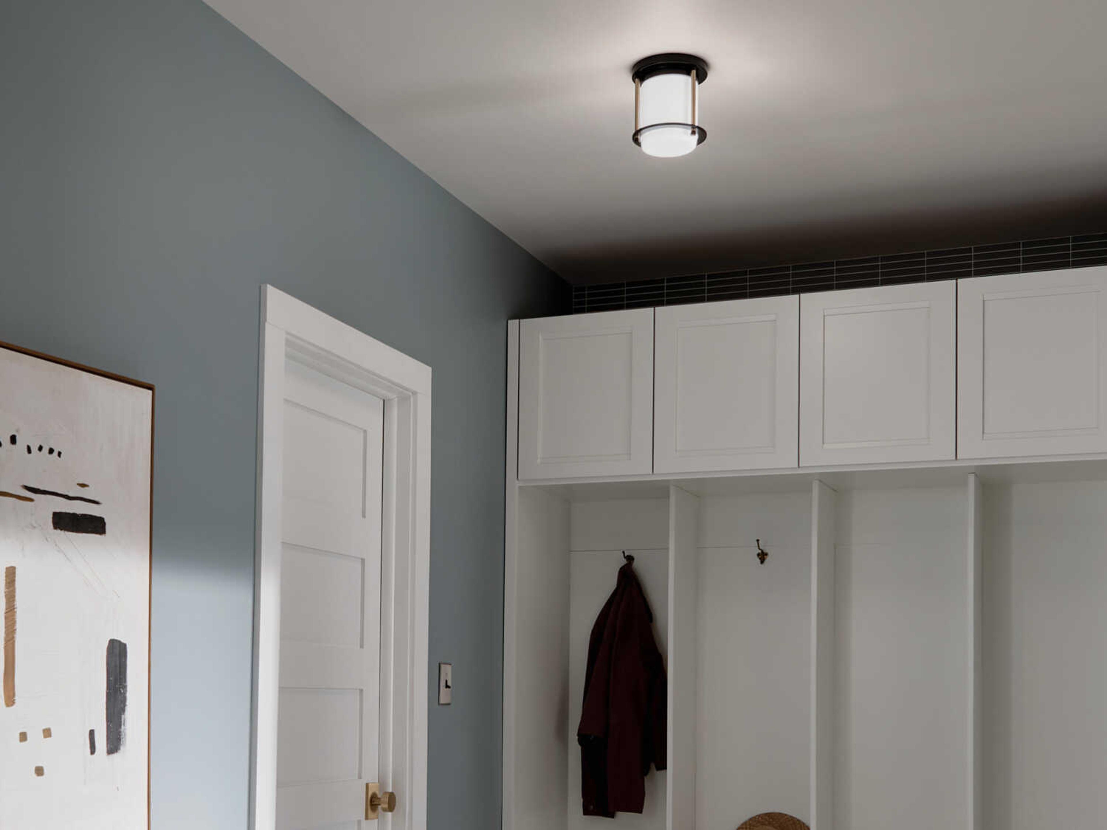 Kichler Brit 1-Light Black Glass Cylinder Flush Mount