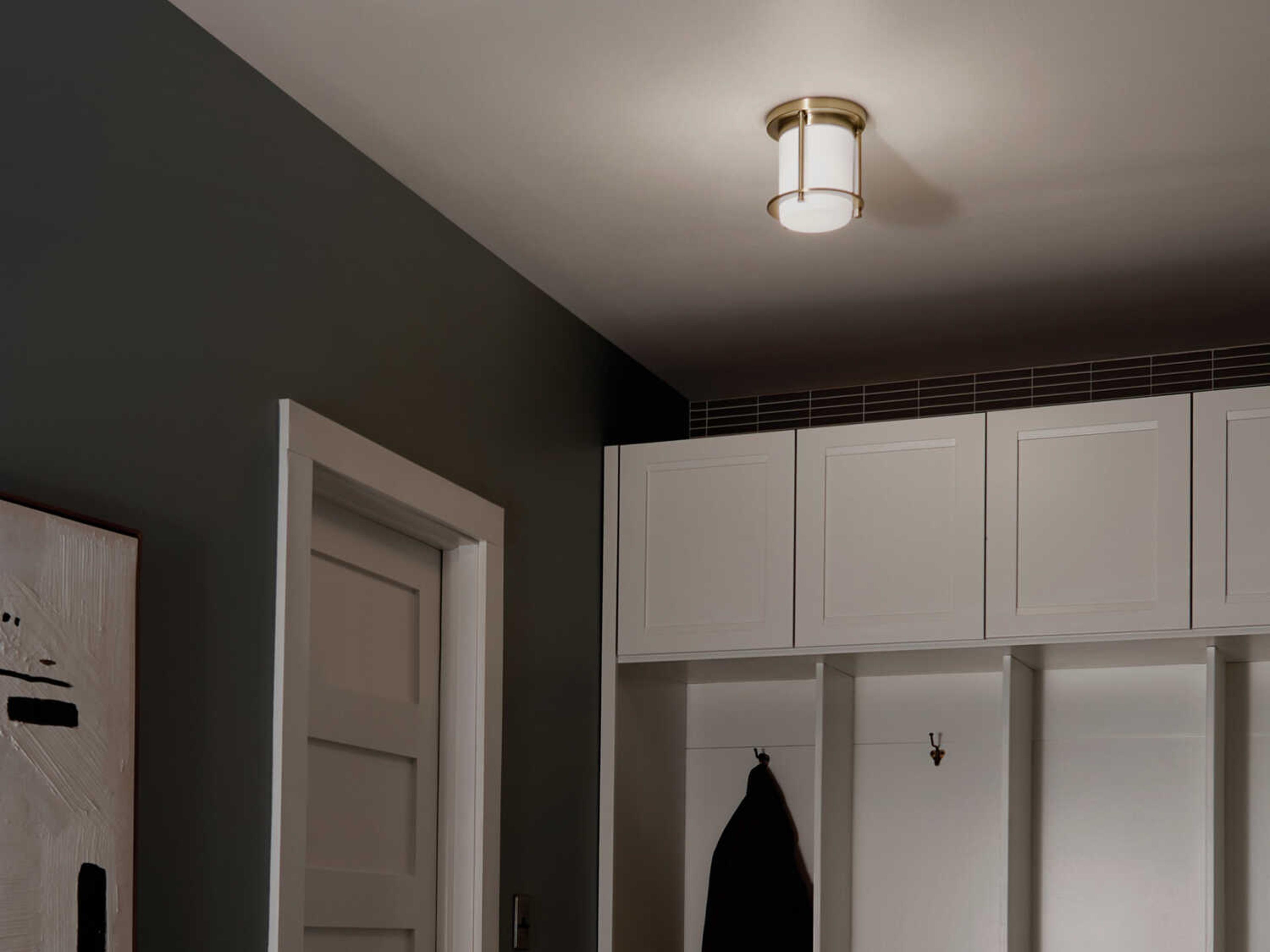 Kichler Brit 1-Light Champagne Bronze Glass Cylinder Flush Mount