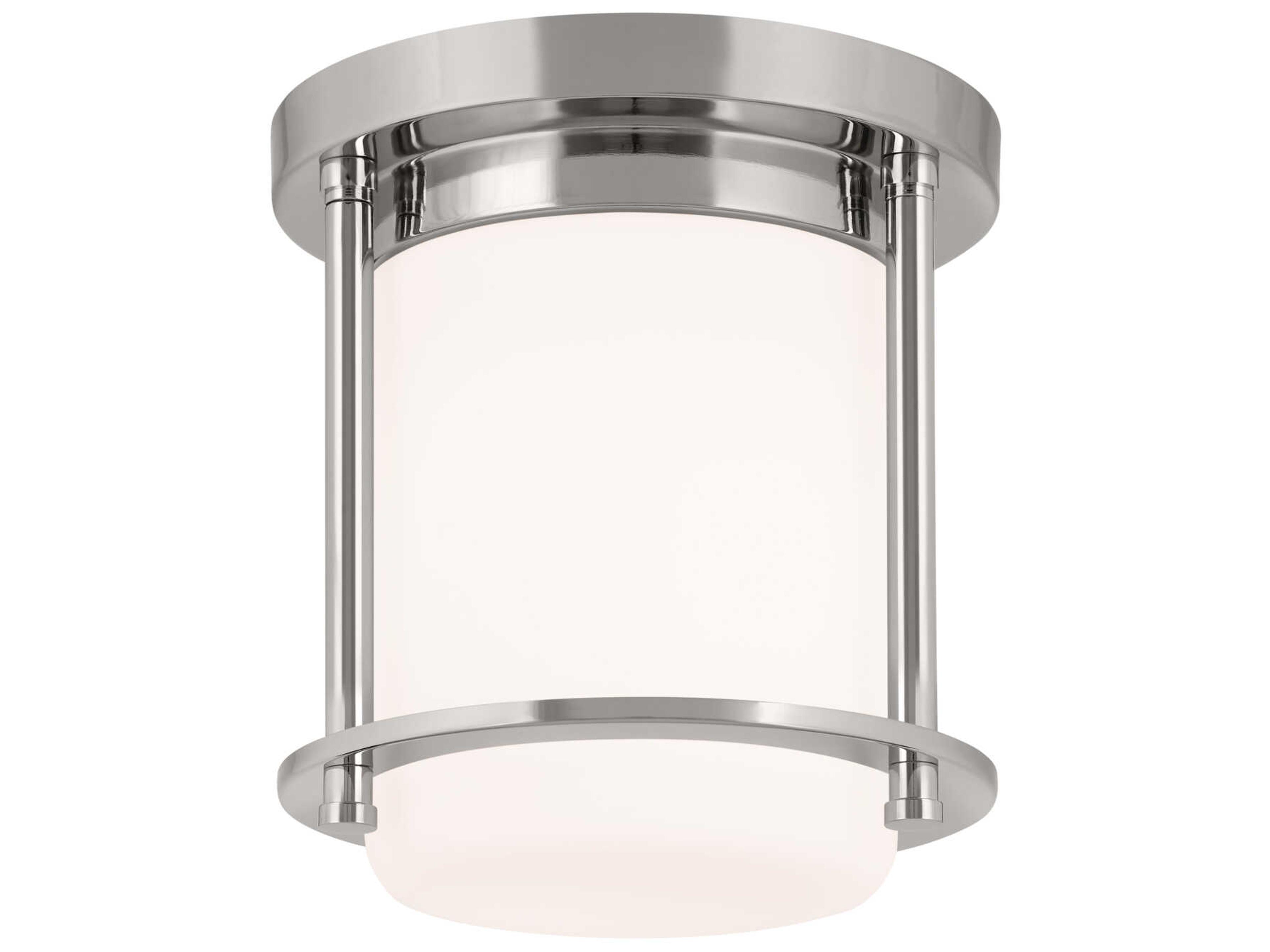 Brit 1-Light Polished Nickel Glass Cylinder Flush Mount