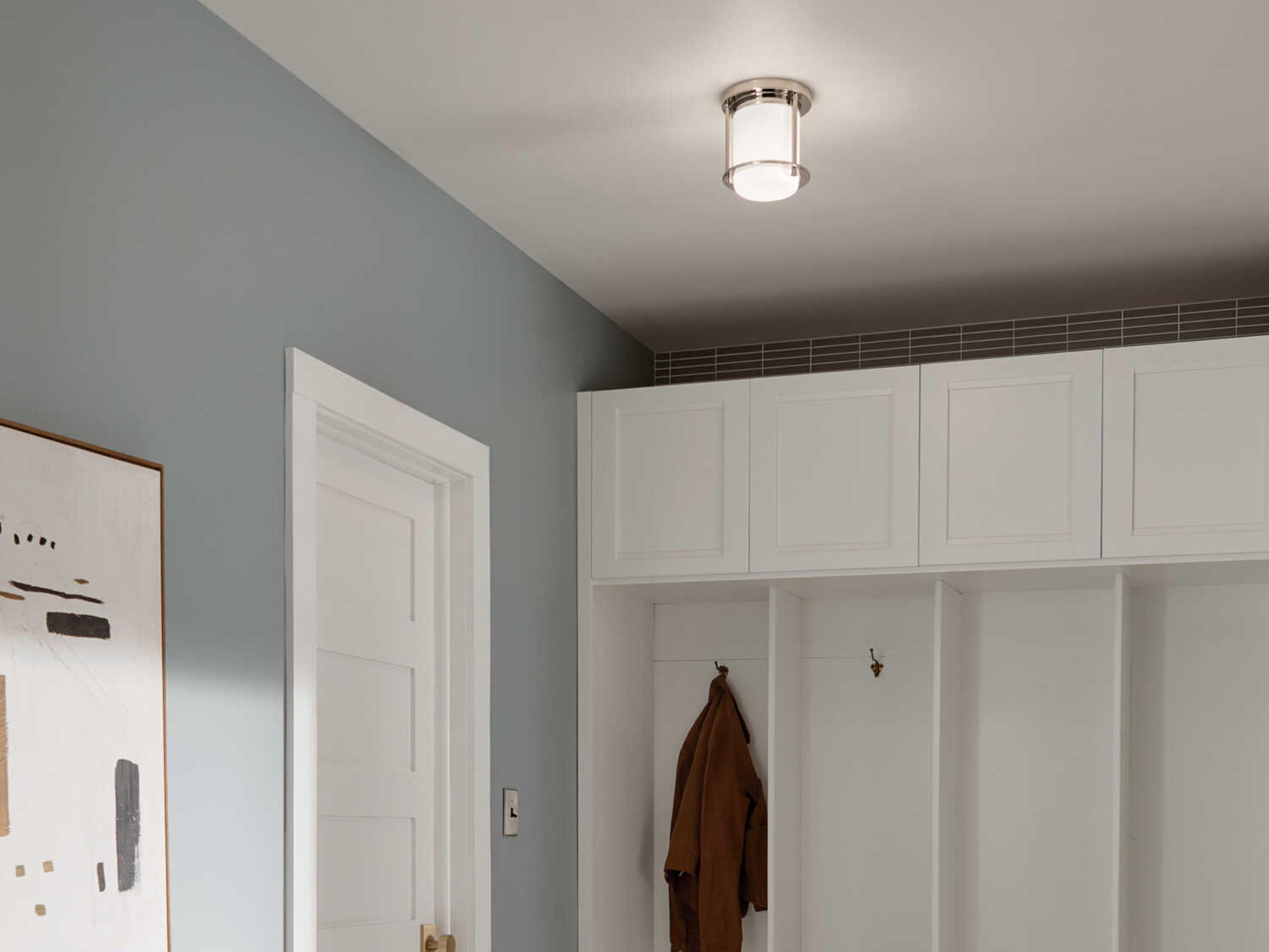 Kichler Brit 1-Light Polished Nickel Glass Cylinder Flush Mount