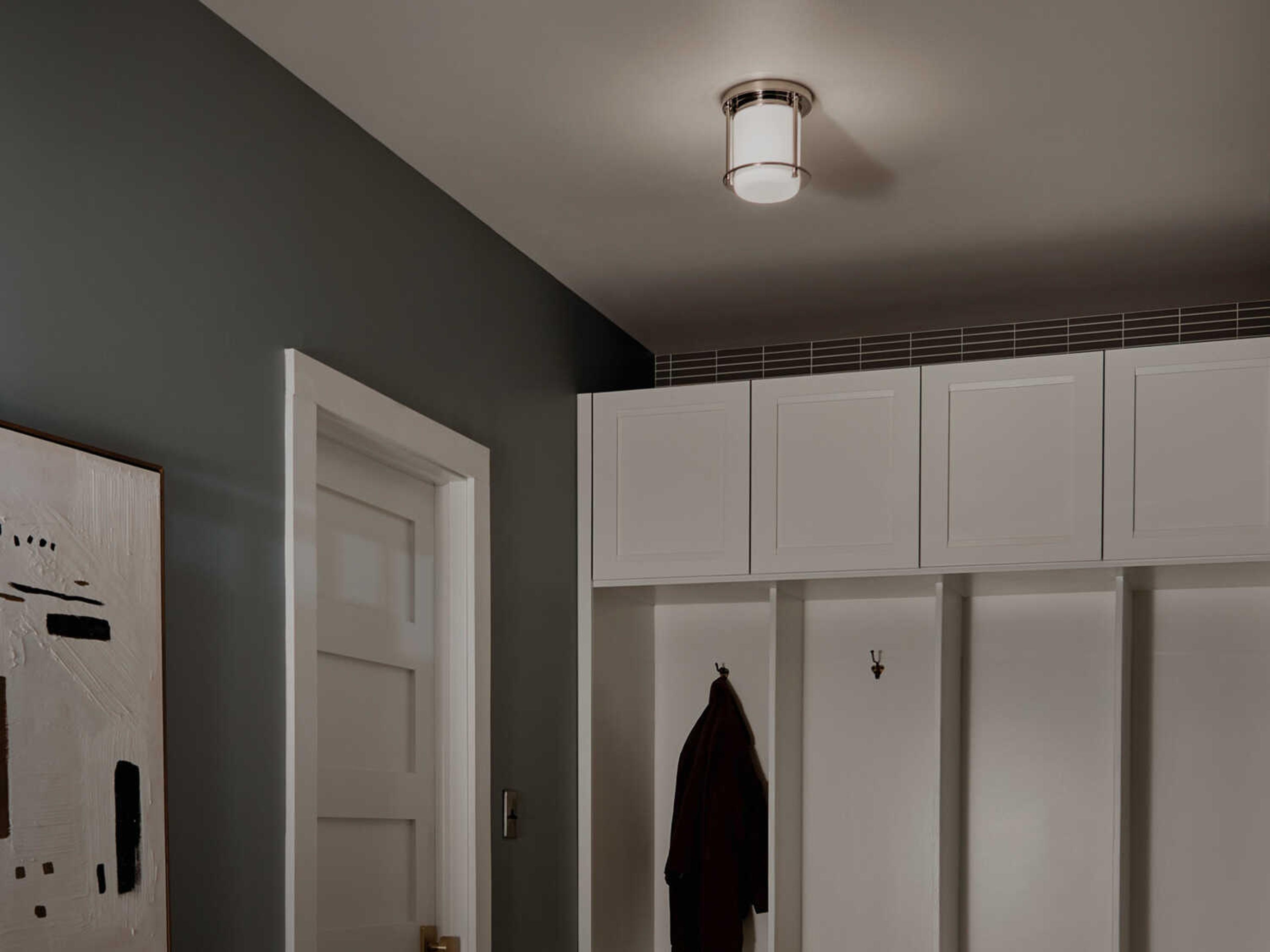 Kichler Brit 1-Light Polished Nickel Glass Cylinder Flush Mount