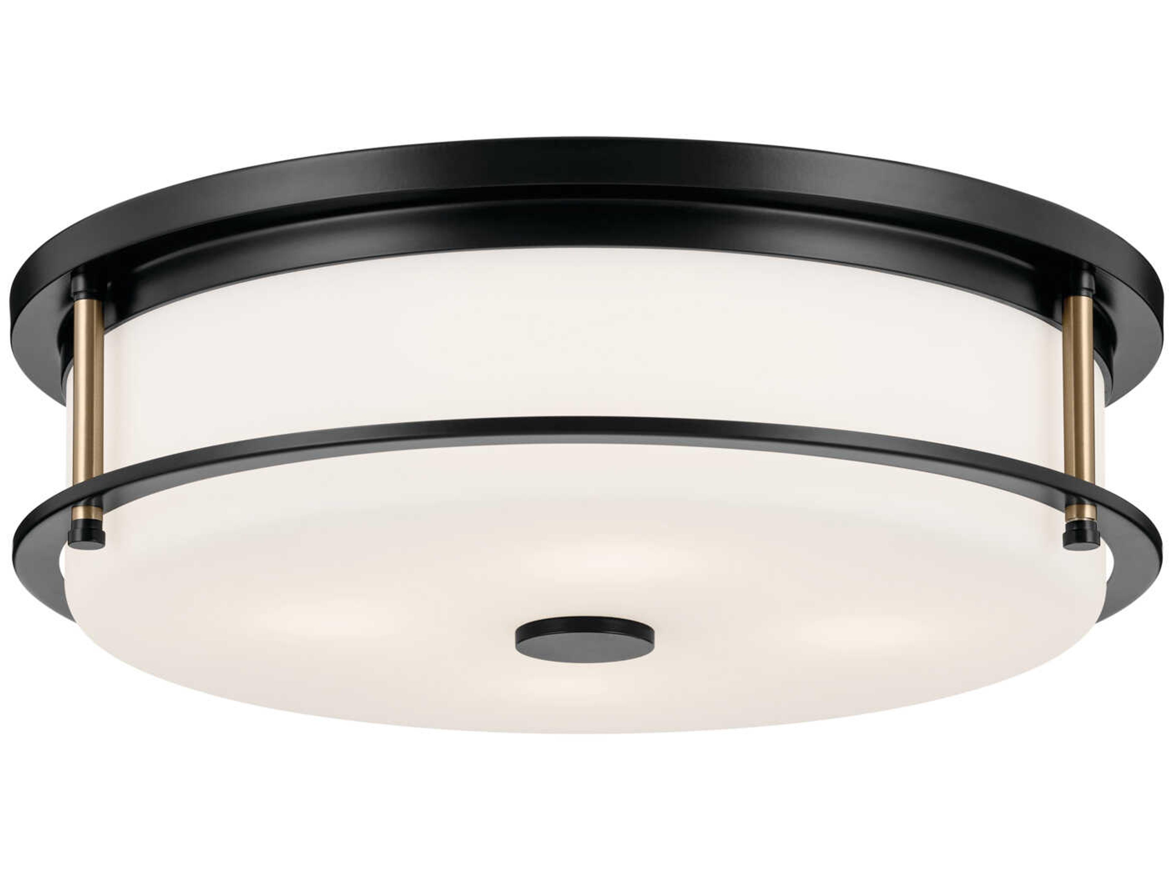 Brit 4-Light Black Glass Drum Flush Mount