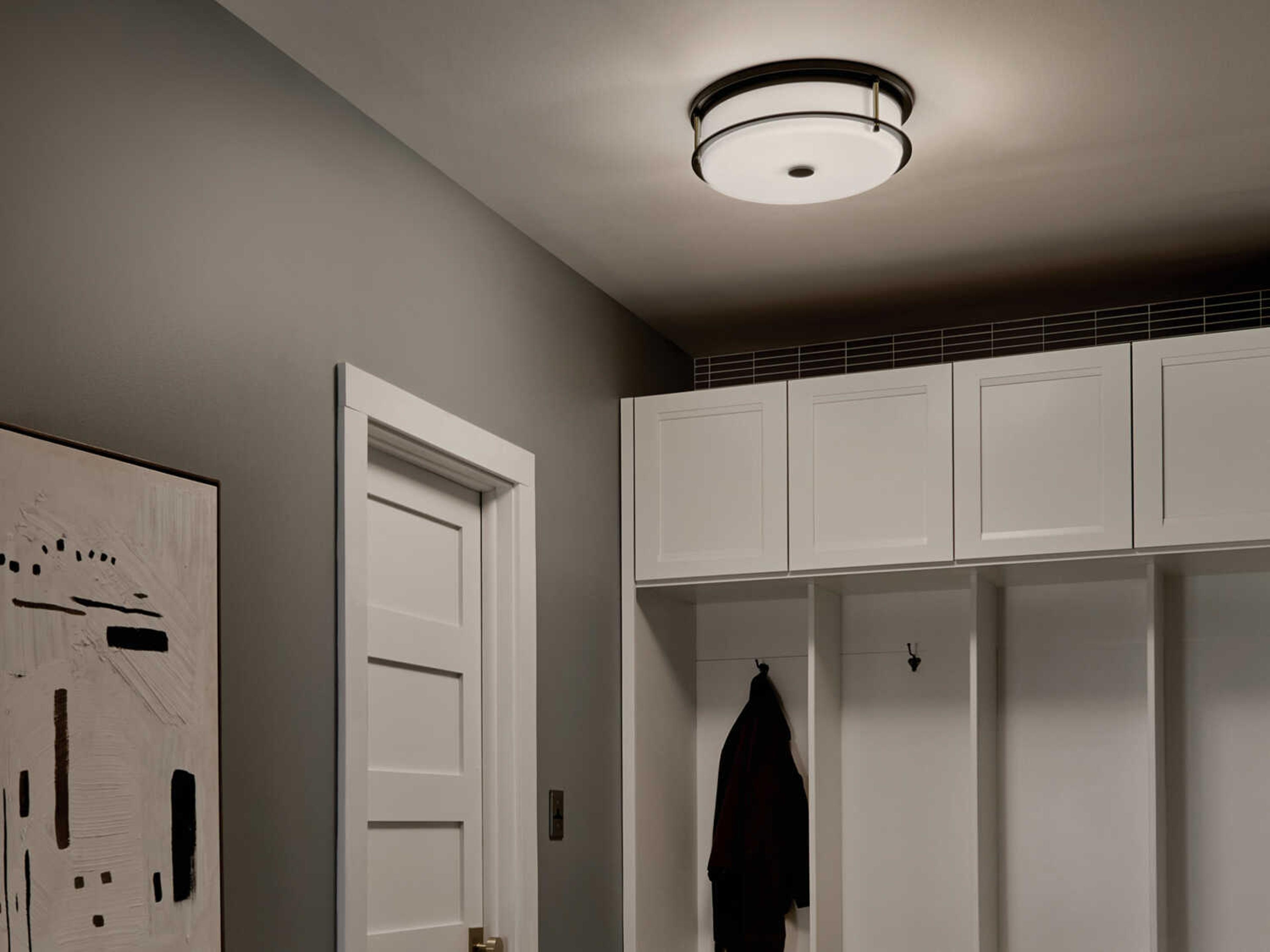 Kichler Brit 4-Light Black Glass Drum Flush Mount