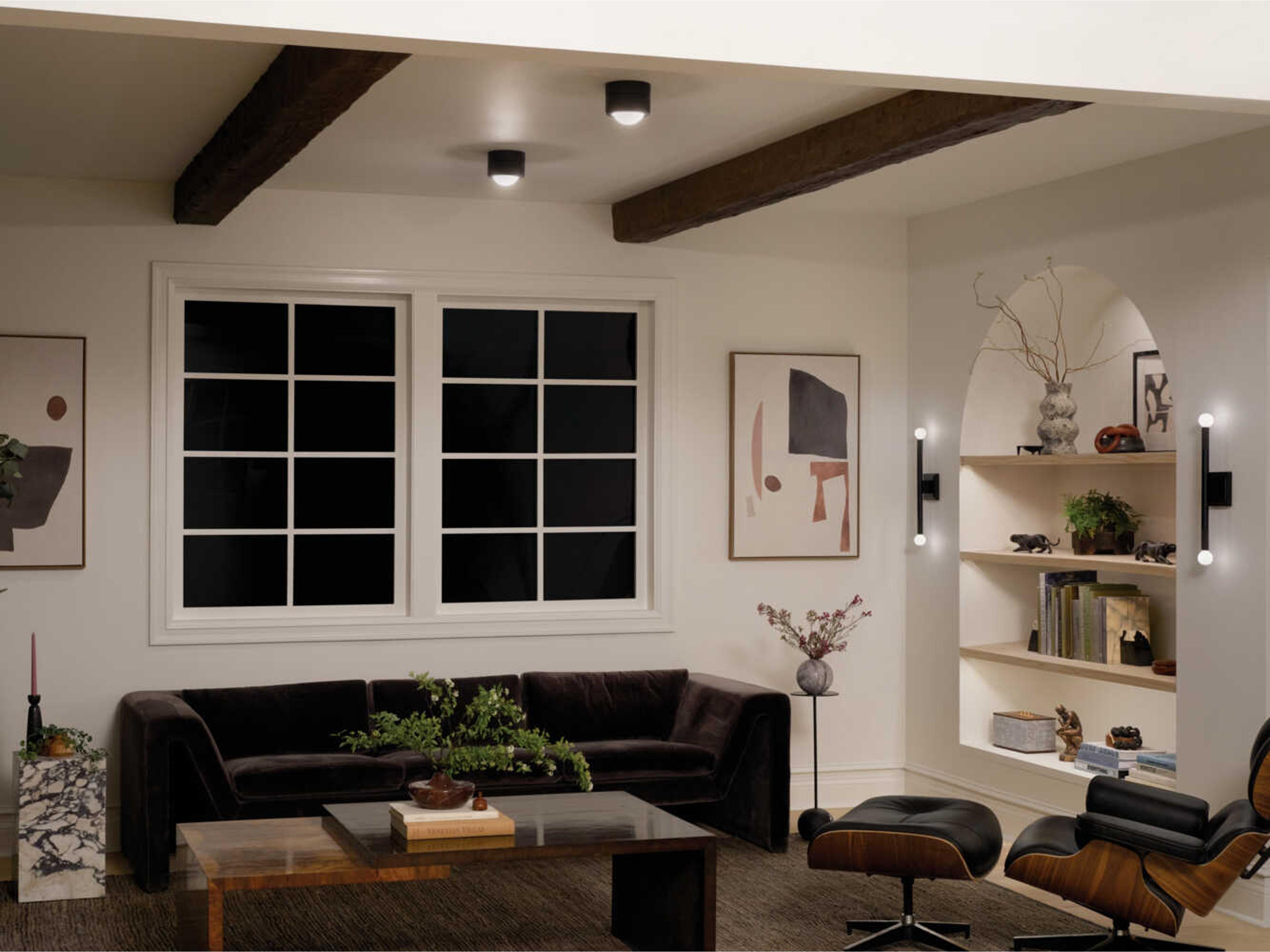 Kichler Tibbi 1-Light Black Glass LED Dome Flush Mount