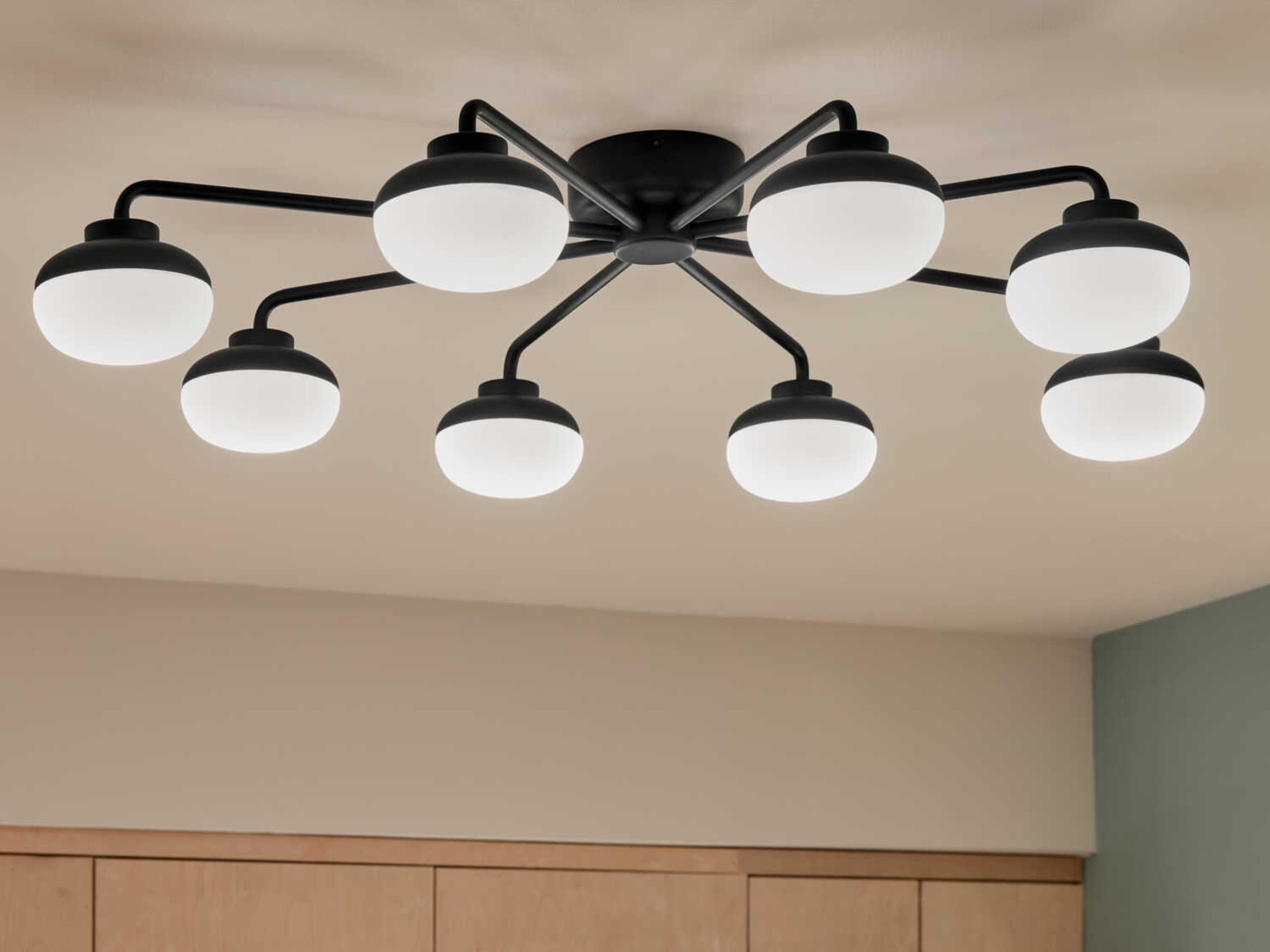 Kichler Remy 8-Light Black Glass LED Semi Flush Mount