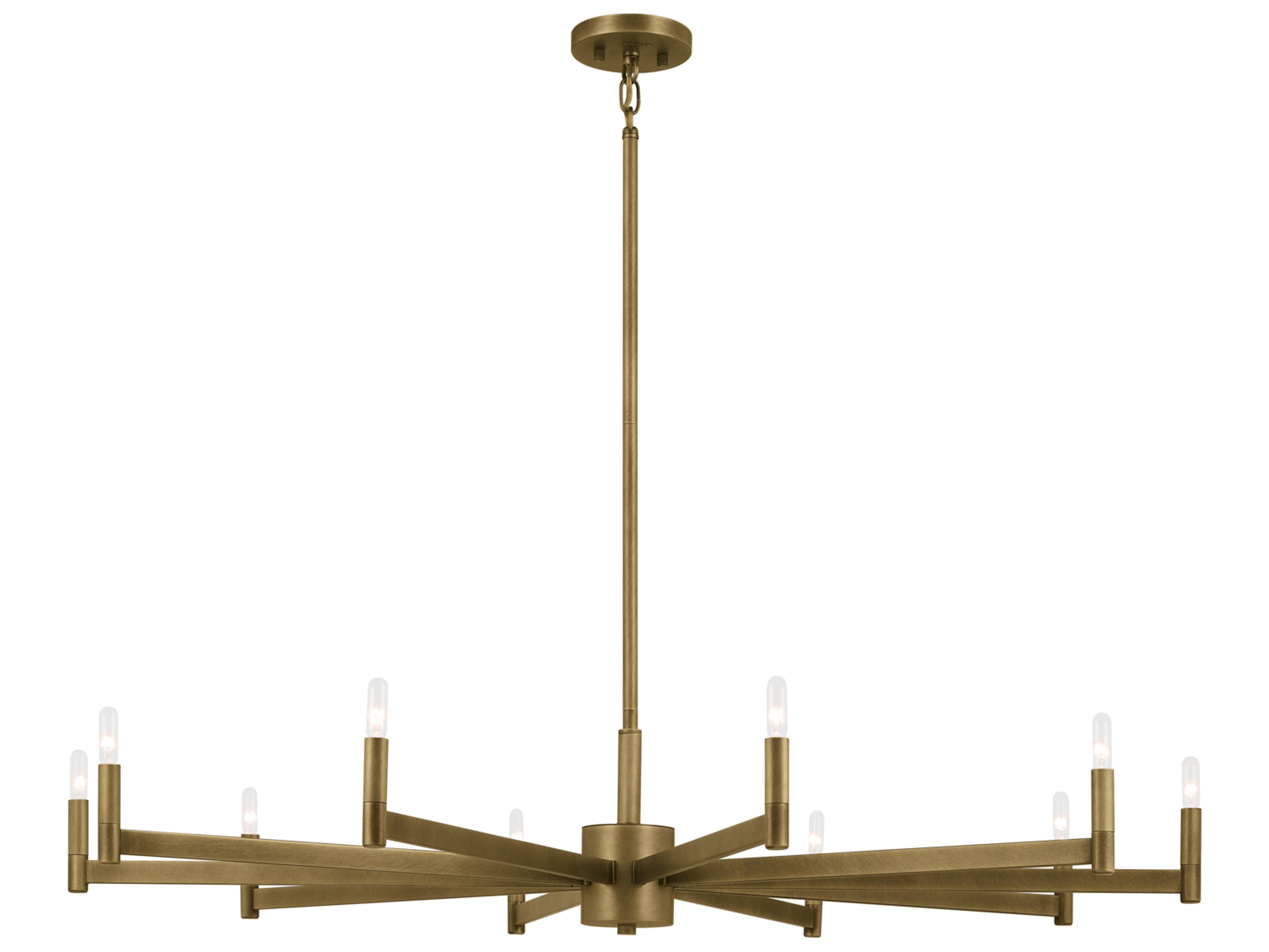 Erzo 10-Light Natural Brass Candelabra Linear Chandelier