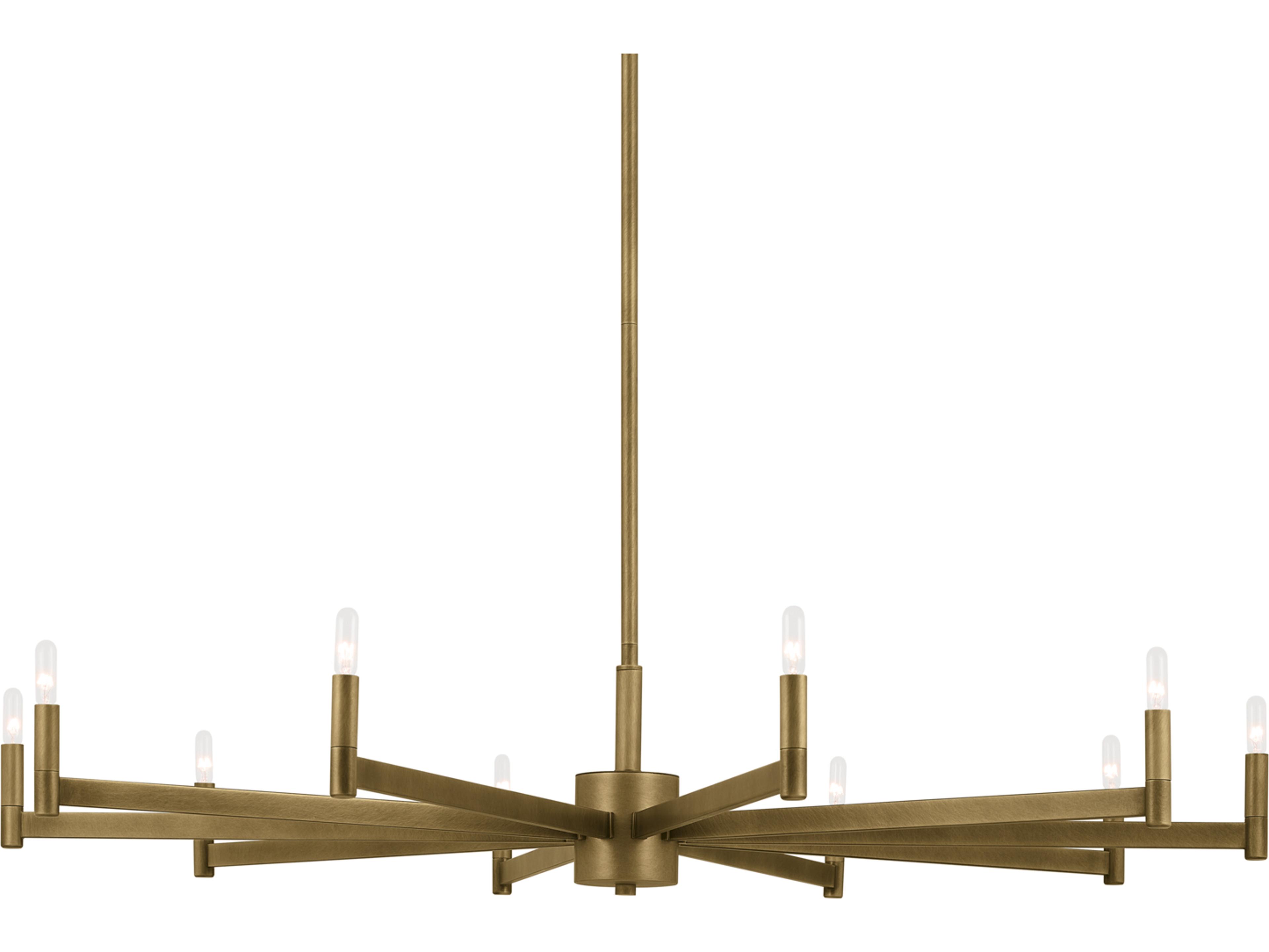 Kichler Erzo 10-Light Natural Brass Candelabra Linear Chandelier