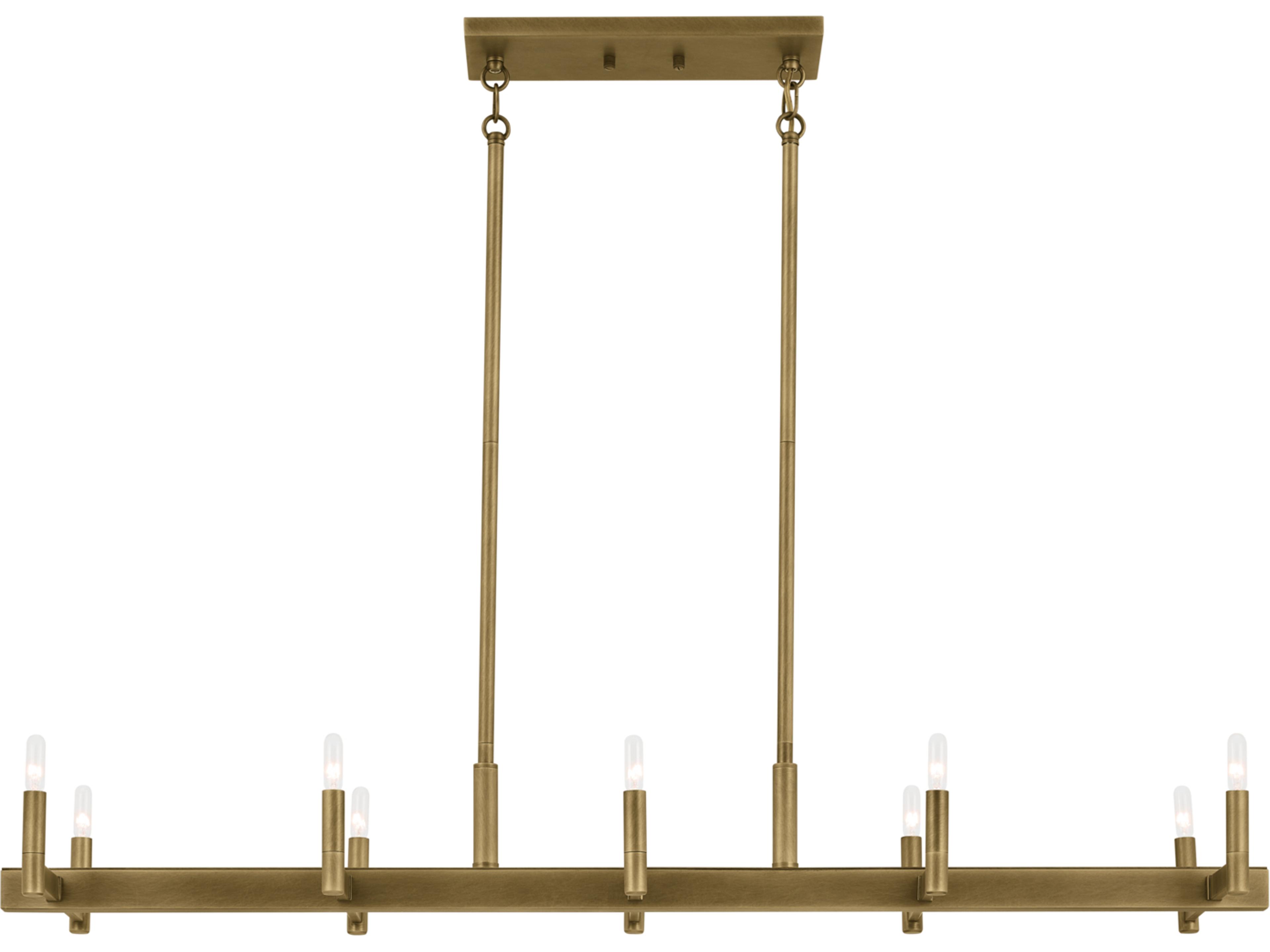 Kichler Erzo 10-Light Natural Brass Linear Island Pendant