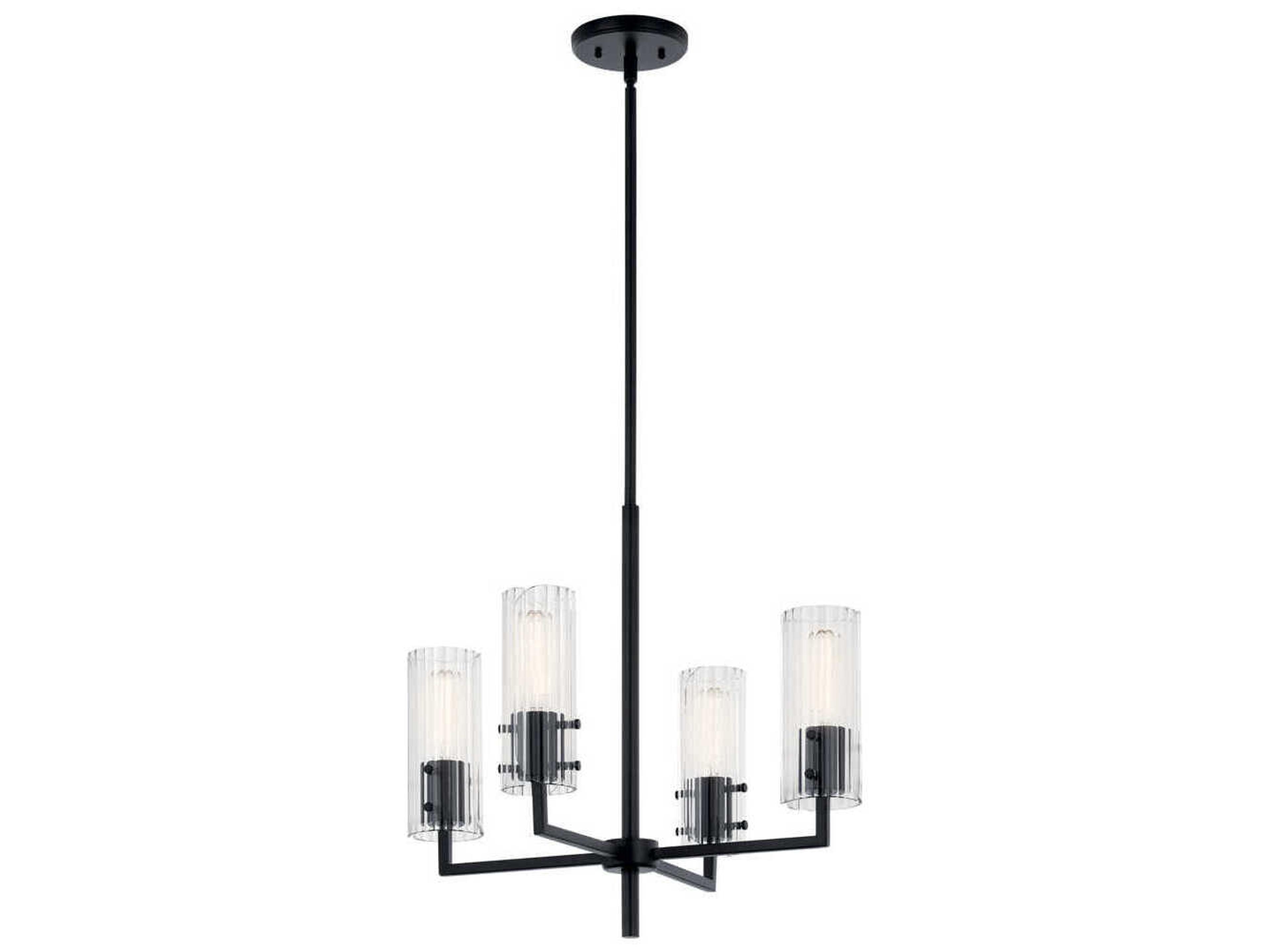 Velestino 4-Light Black Cylinder Chandelier
