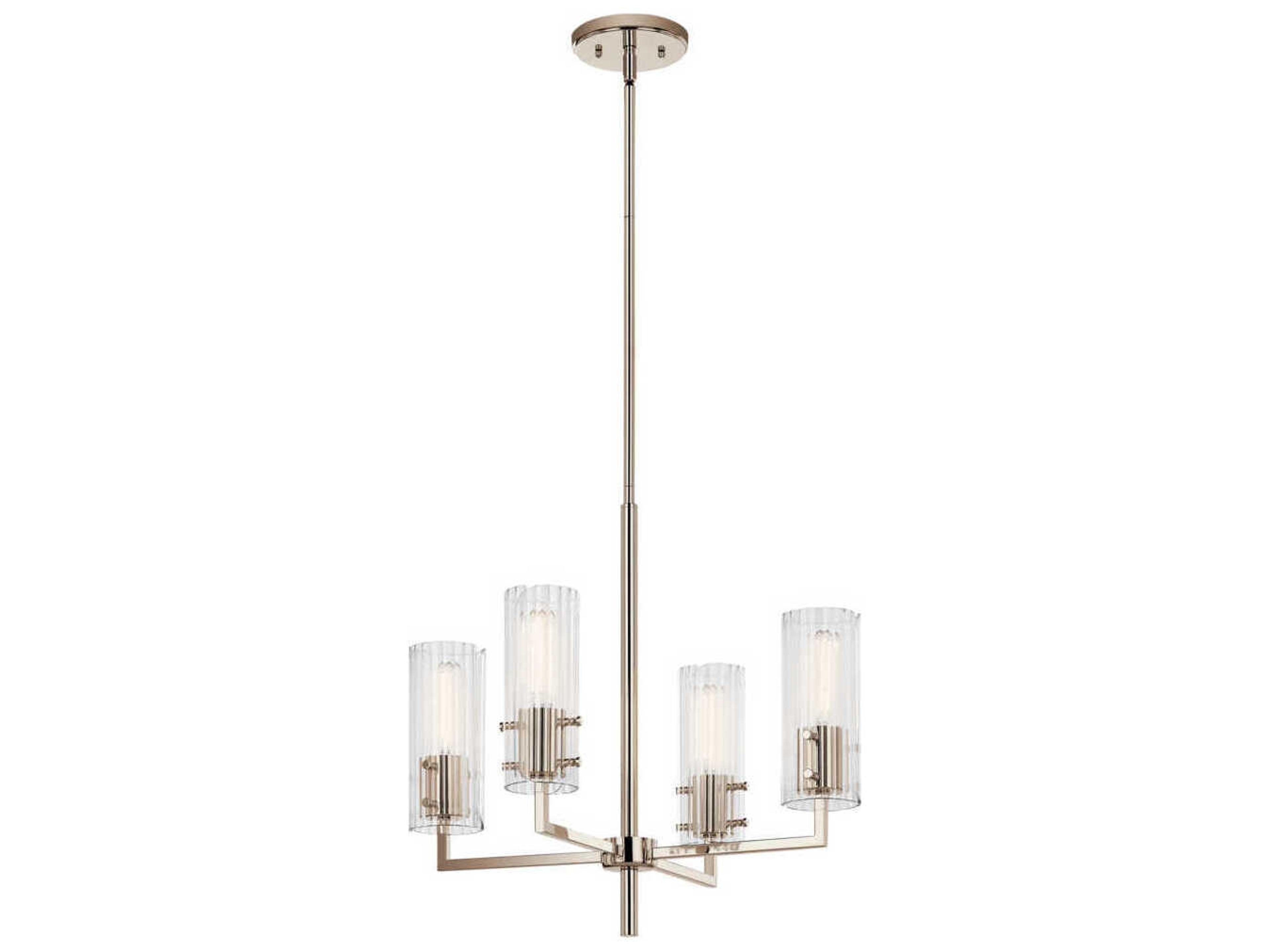 Velestino 4-Light Polished Nickel Cylinder Chandelier