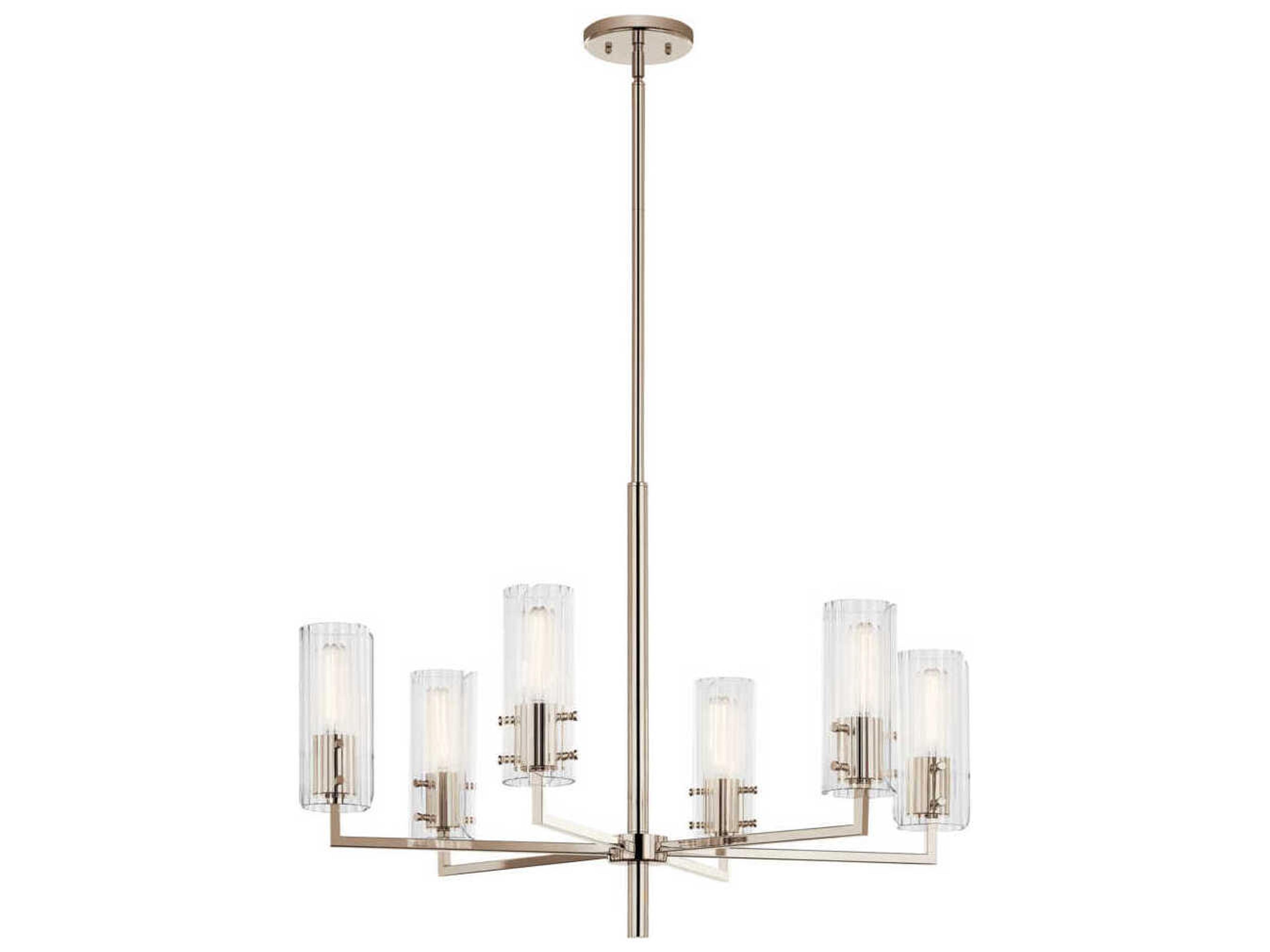 Velestino 6-Light Polished Nickel Cylinder Chandelier