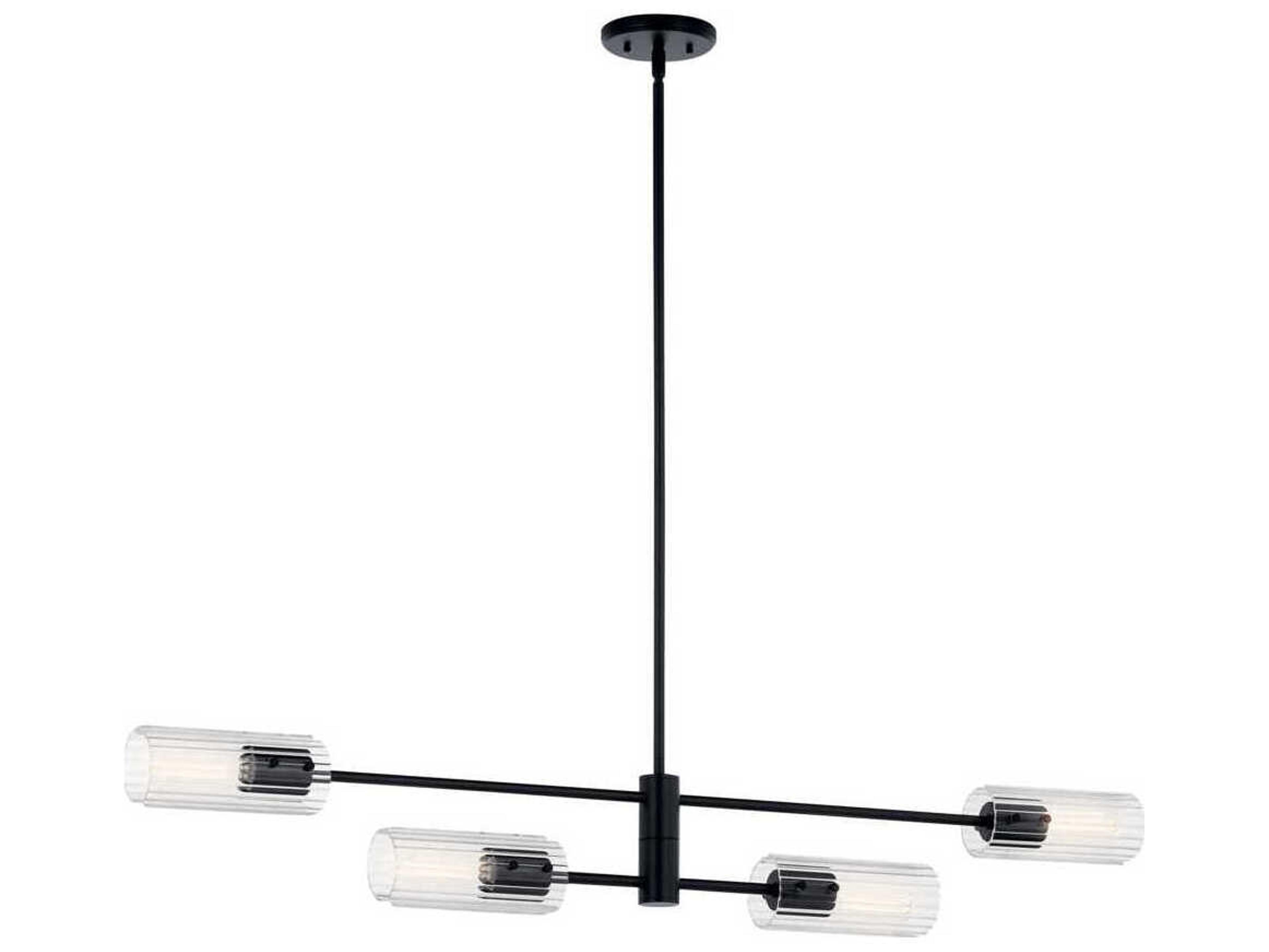 Velestino 4-Light Black Cylinder Linear Island Pendant