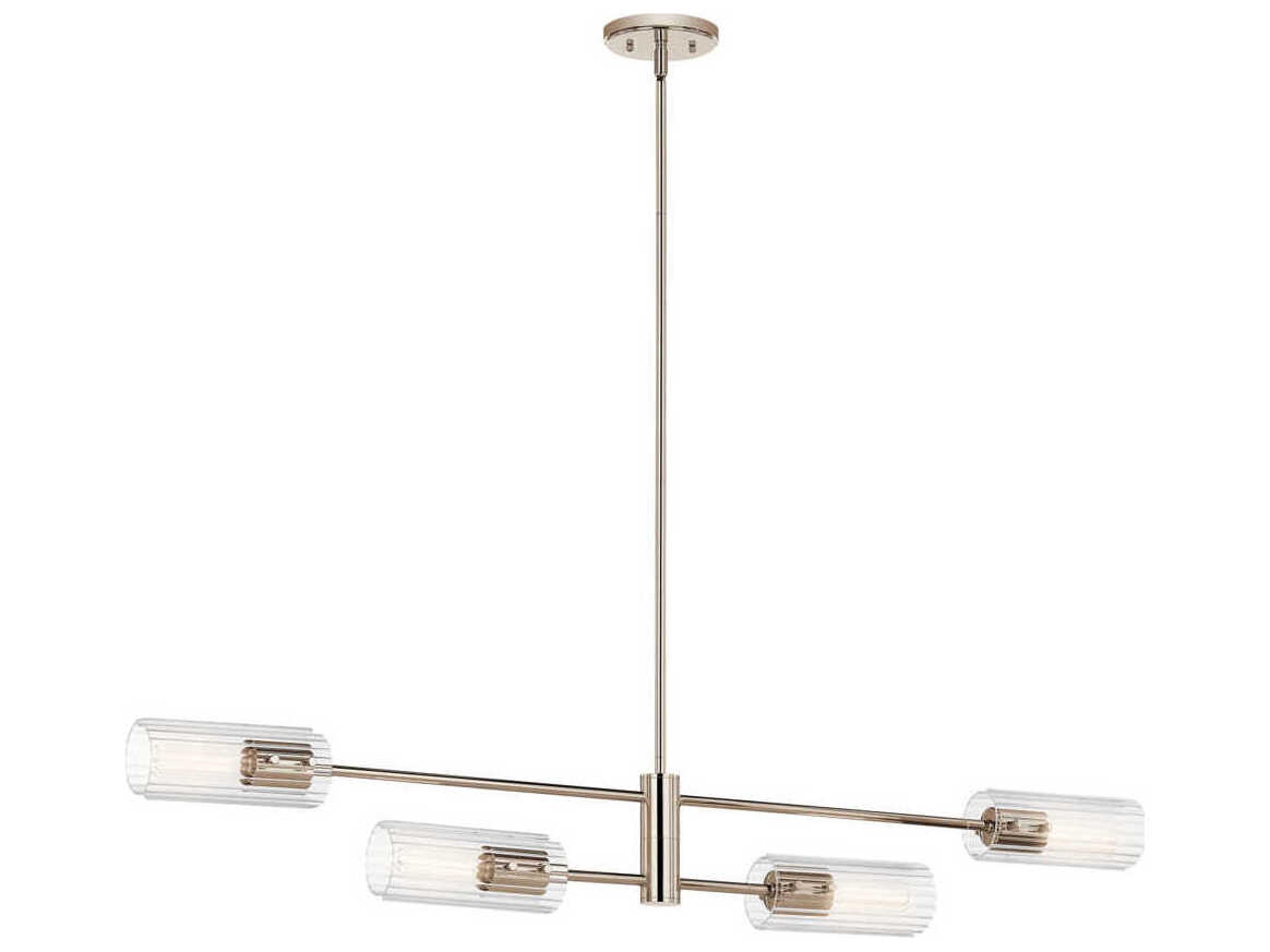 Velestino 4-Light Polished Nickel Cylinder Linear Island Pendant