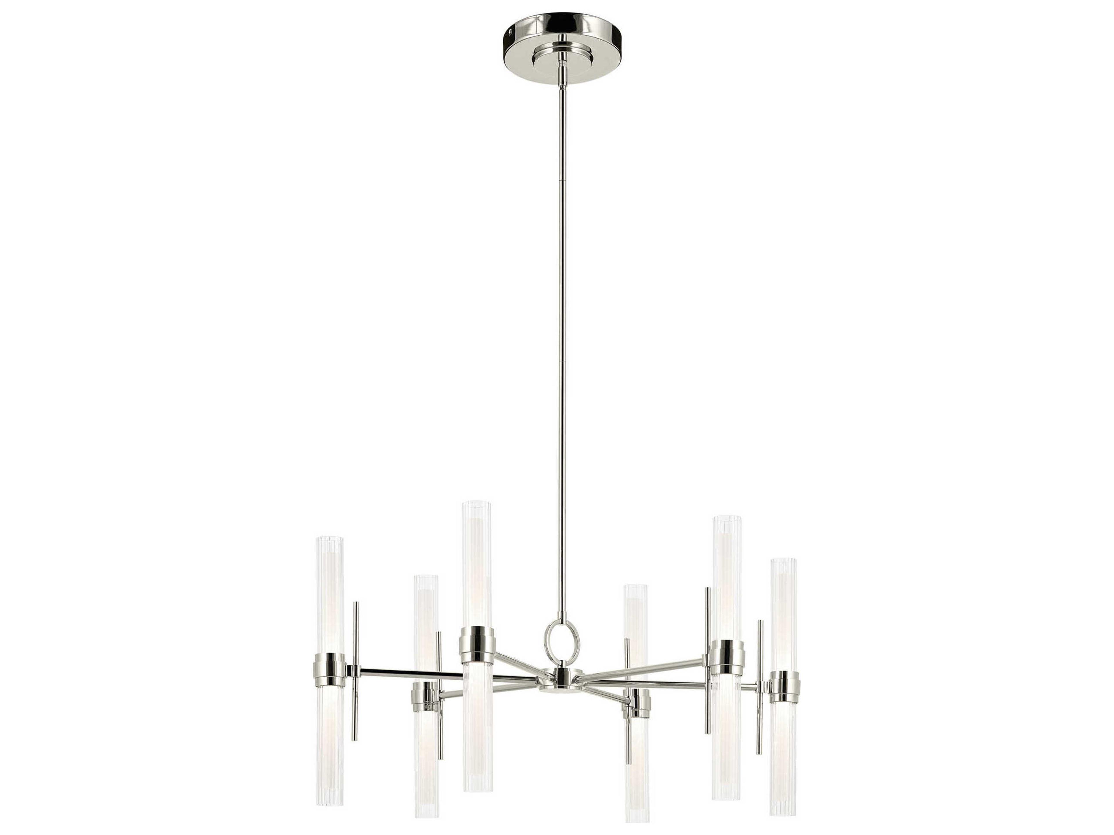 Riven 12-Light Polished Nickel Cylinder Chandelier