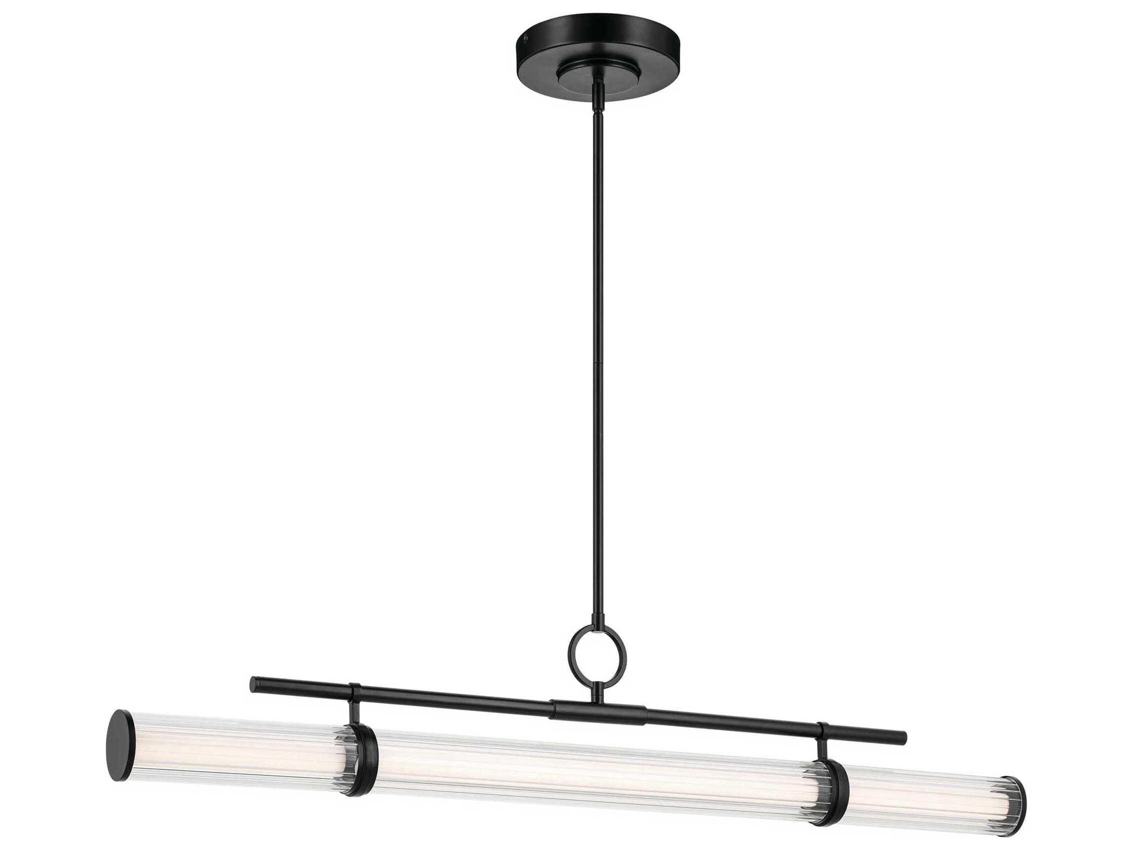 Riven 1-Light Black Linear Island Pendant