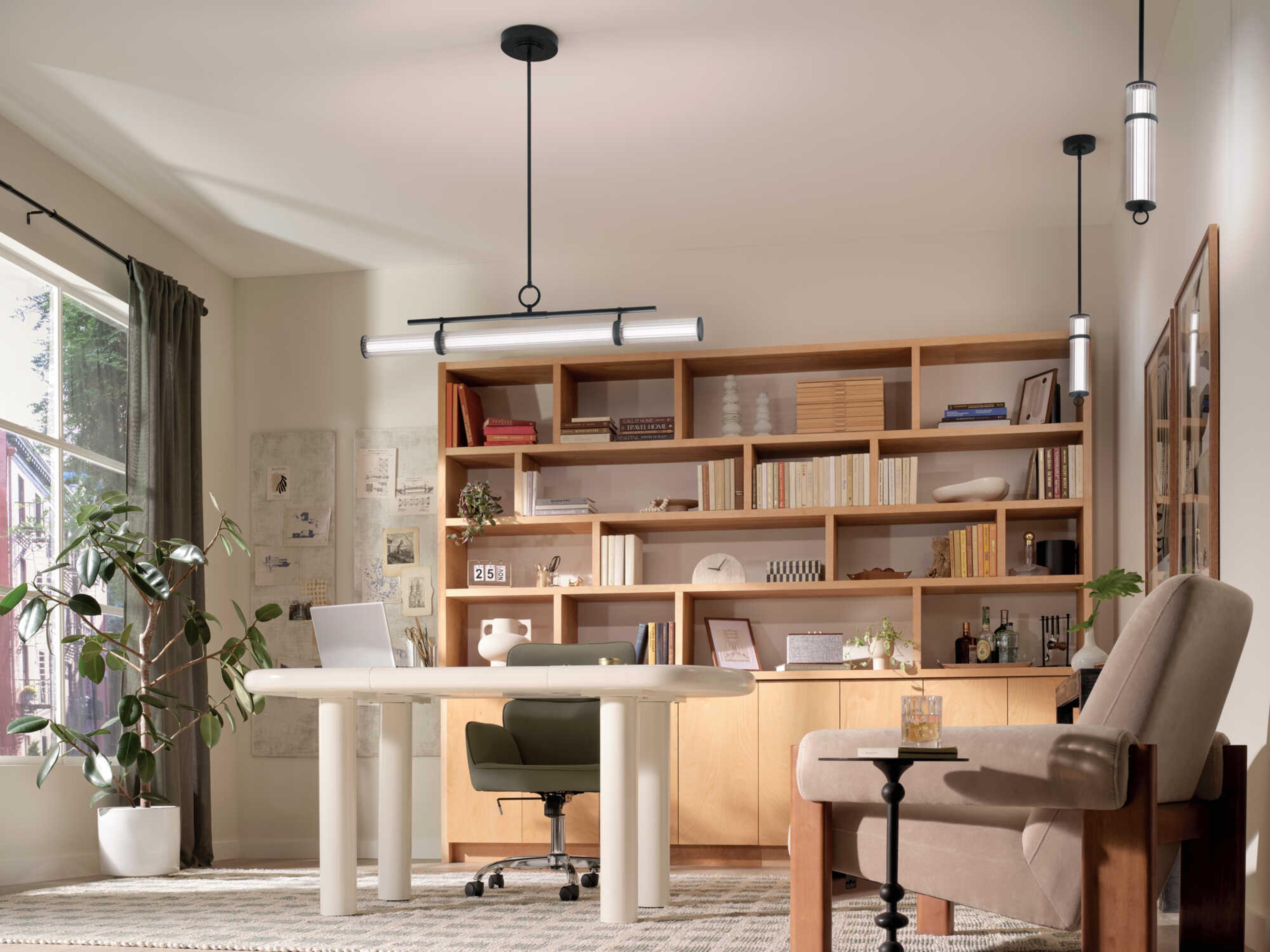 Kichler Riven 1-Light Black Linear Island Pendant