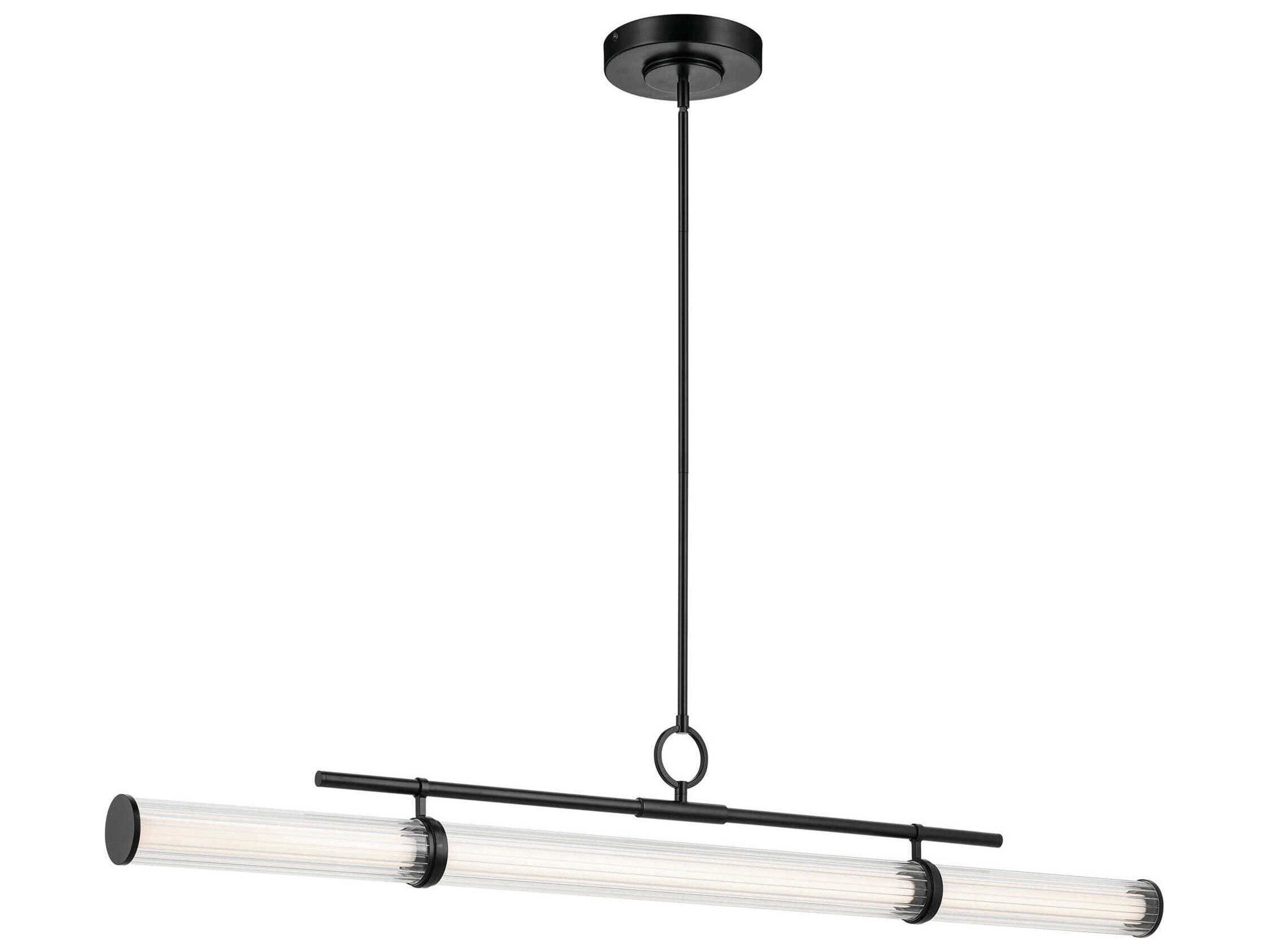 Riven 1-Light Black Linear Island Pendant