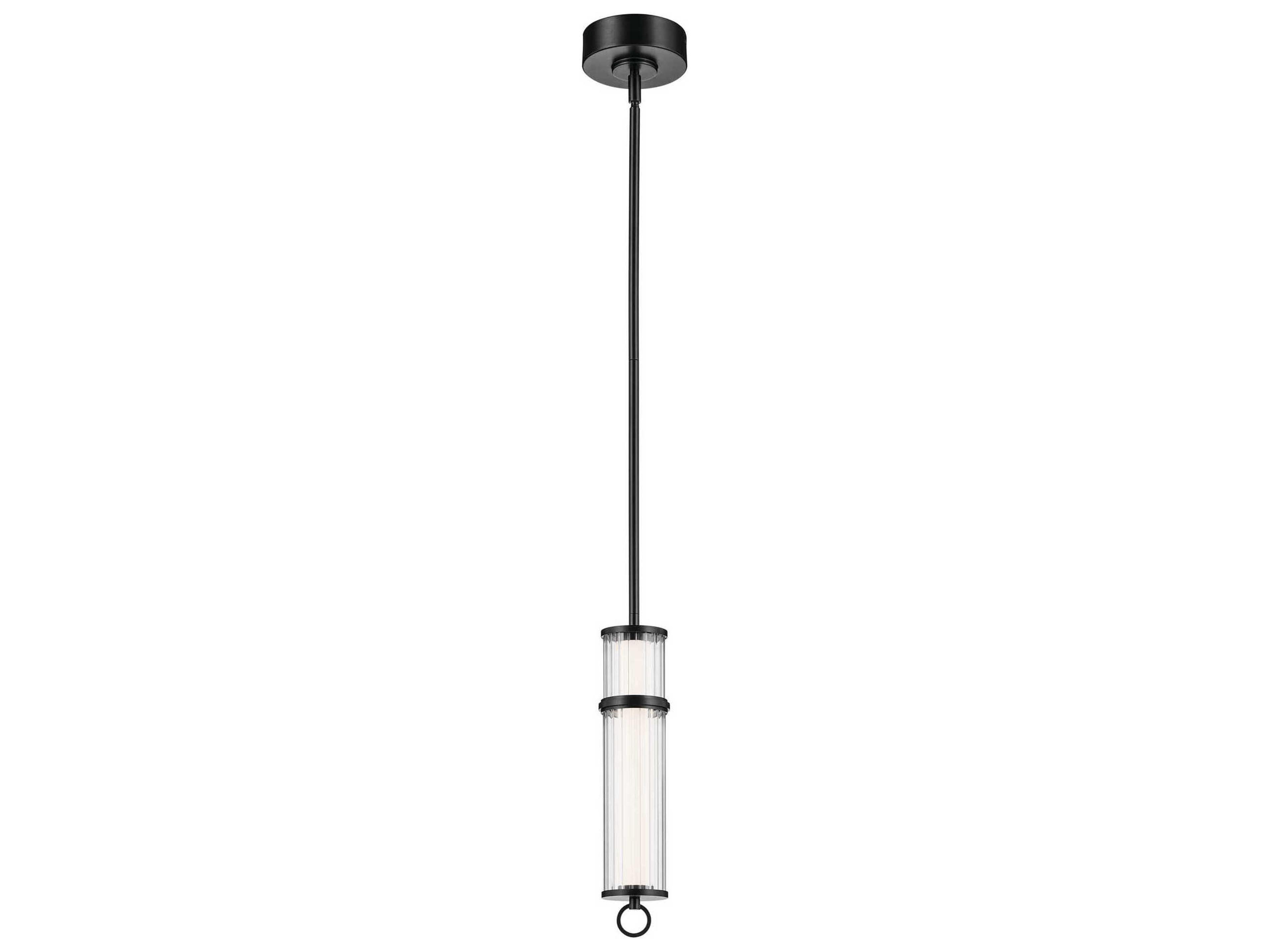 Riven 1-Light Black Cylinder Mini Pendant