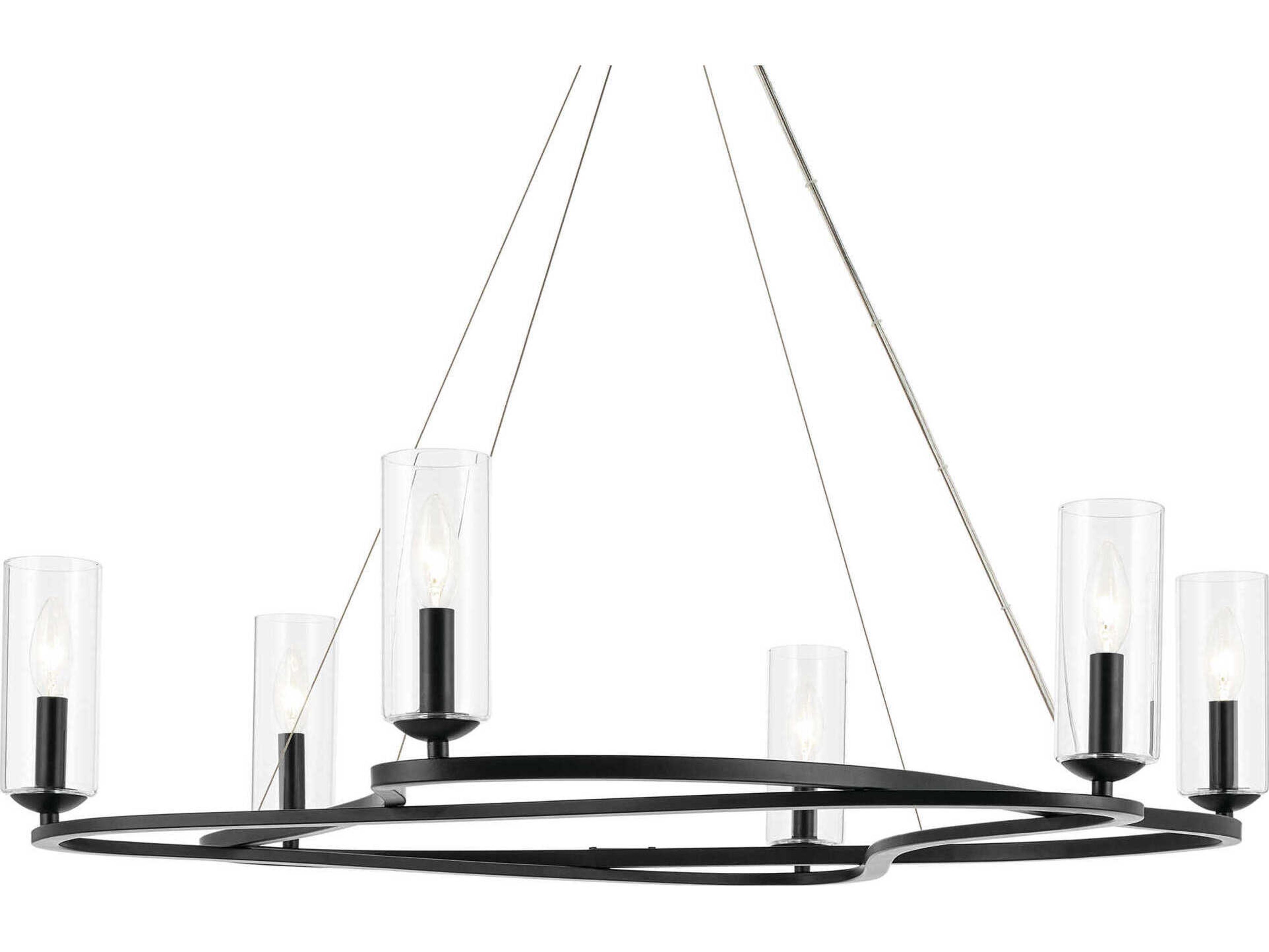 Kichler Harpin 6-Light Black Candelabra Cylinder Chandelier