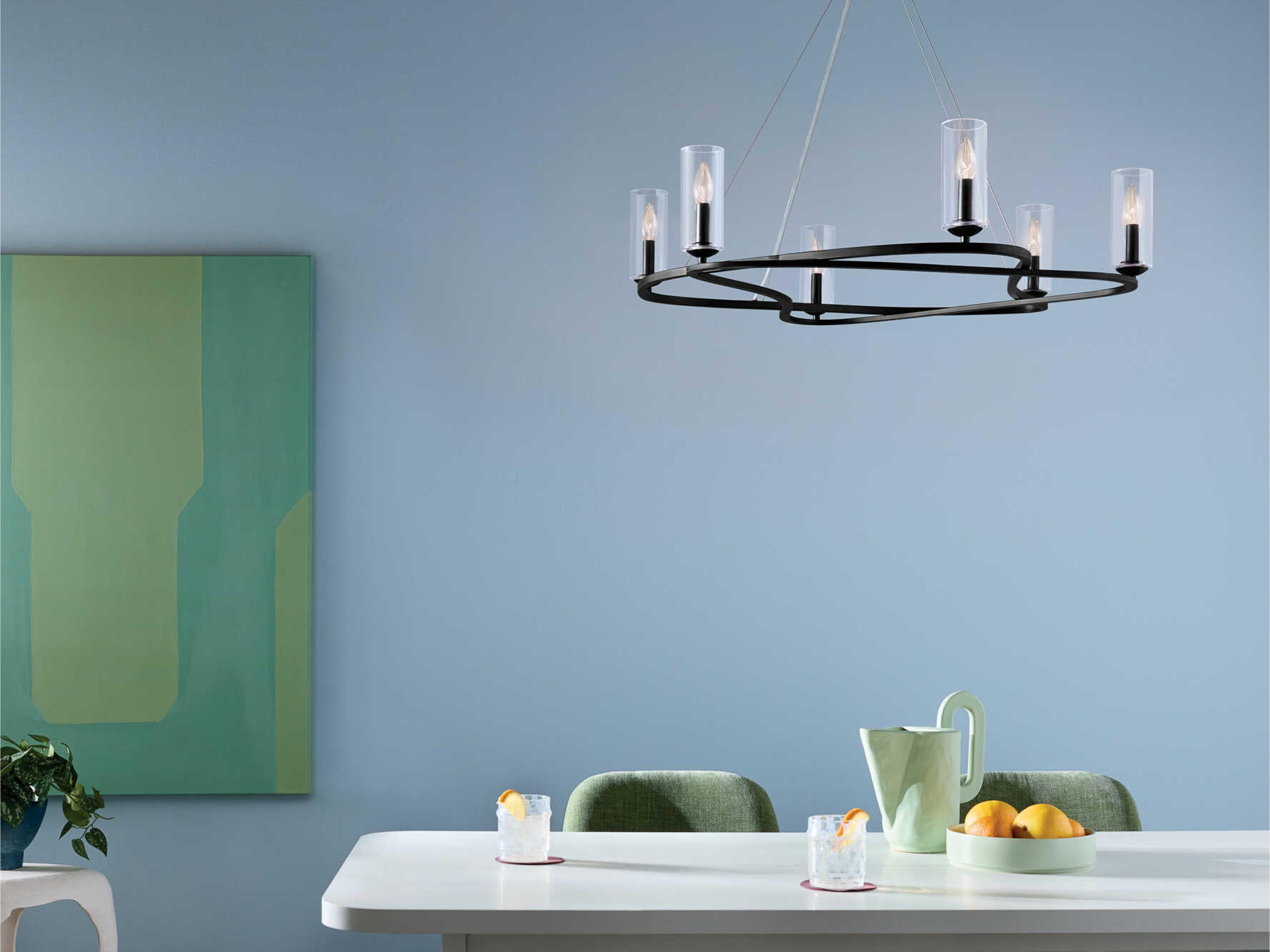 Kichler Harpin 6-Light Black Candelabra Cylinder Chandelier