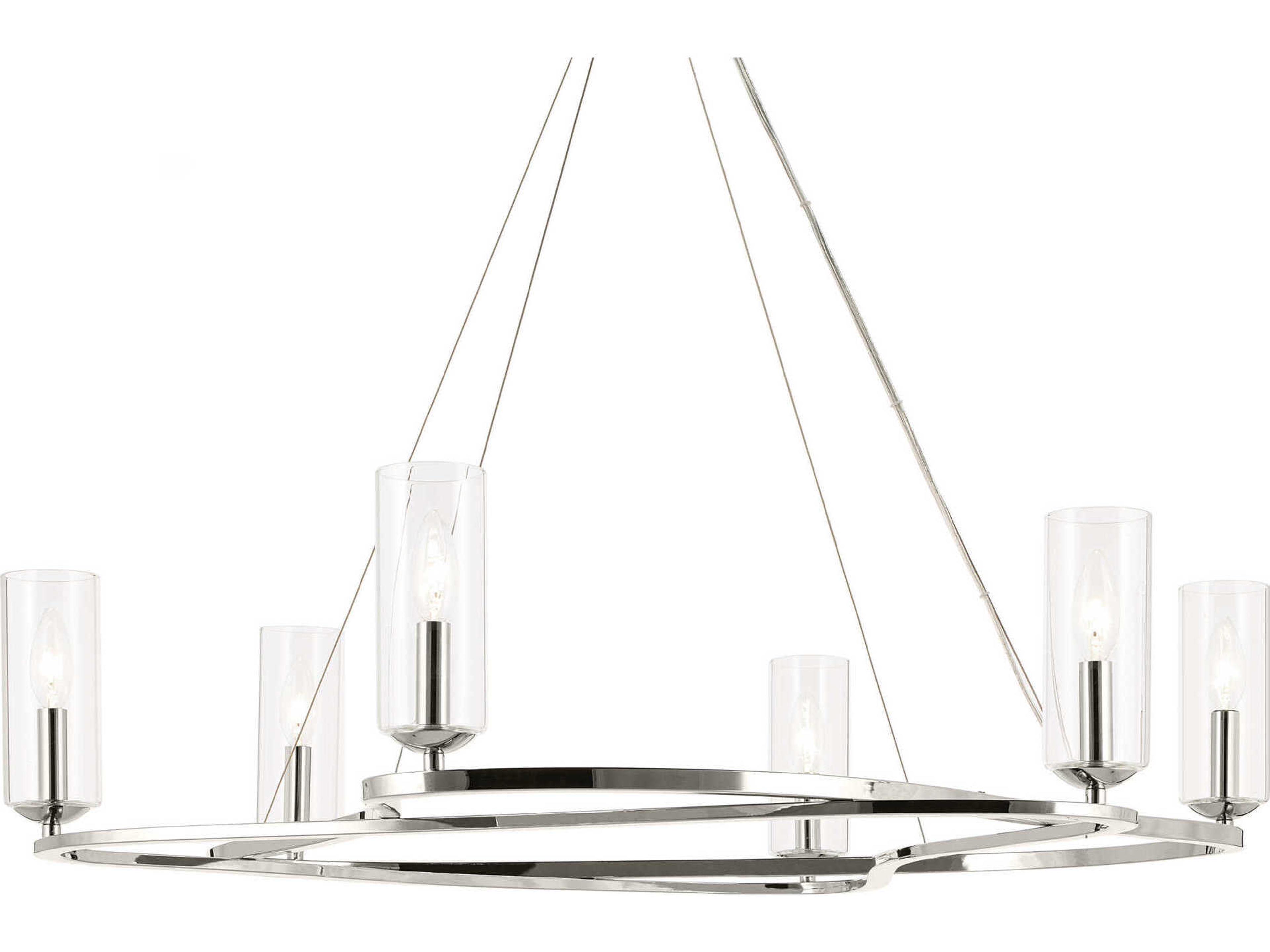 Kichler Harpin 6-Light Polished Nickel Candelabra Cylinder Chandelier