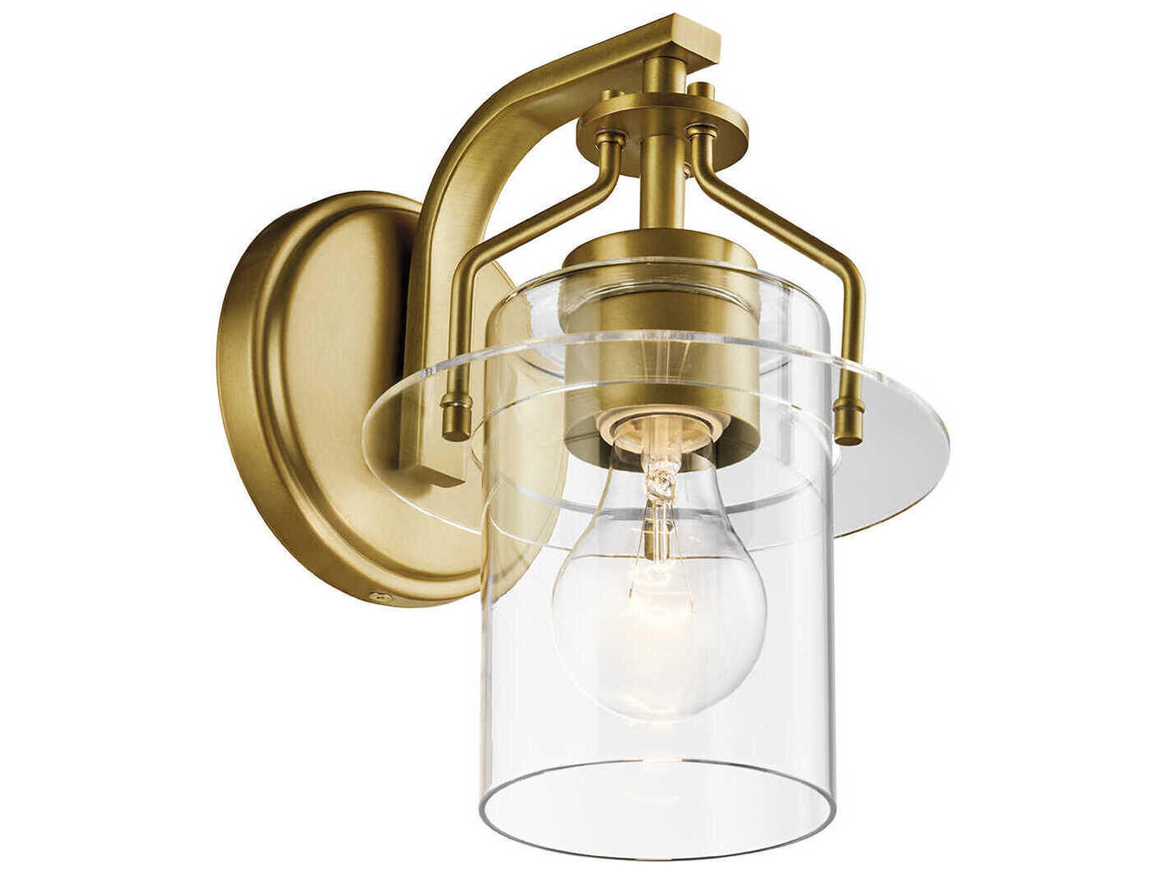 Everett 1-Light Brushed Brass Glass Wall Sconce